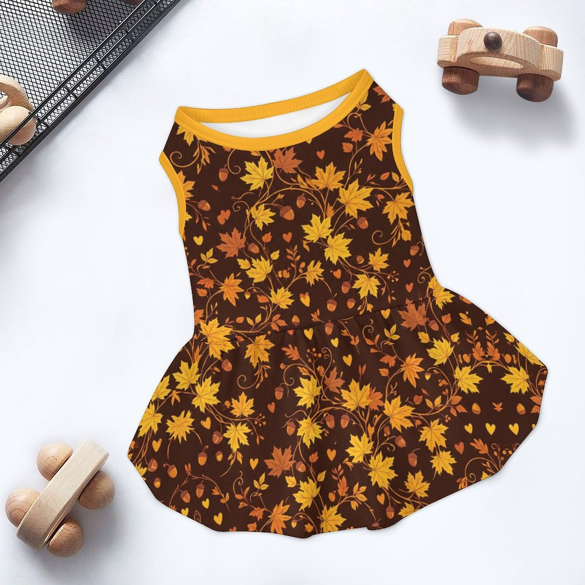 Autumn Maple Leaves Large Dog Ruffle Dog Dress