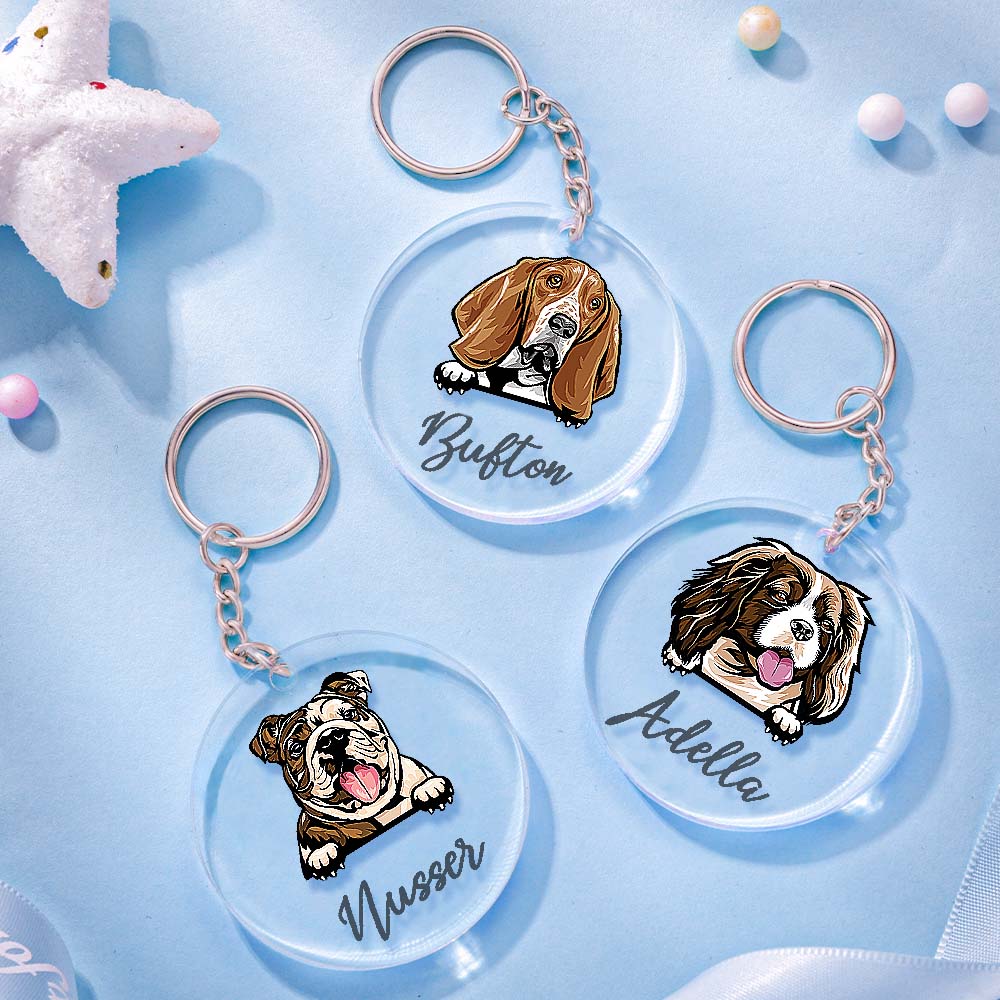 Personalized Acrylic Dog Keychain – Custom Cartoon Pet Gift