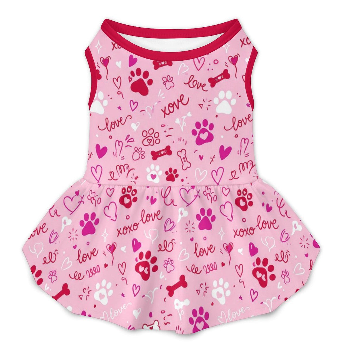 Puppy Love Paw Print Small Dog Ruffle Dog Dress