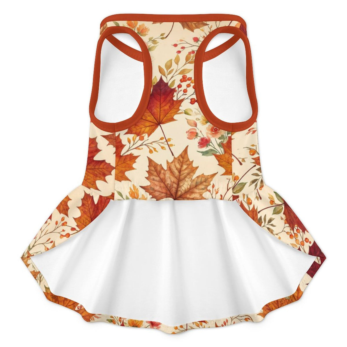 Autumn Maple Floral Small Dog Ruffle Dog Dress