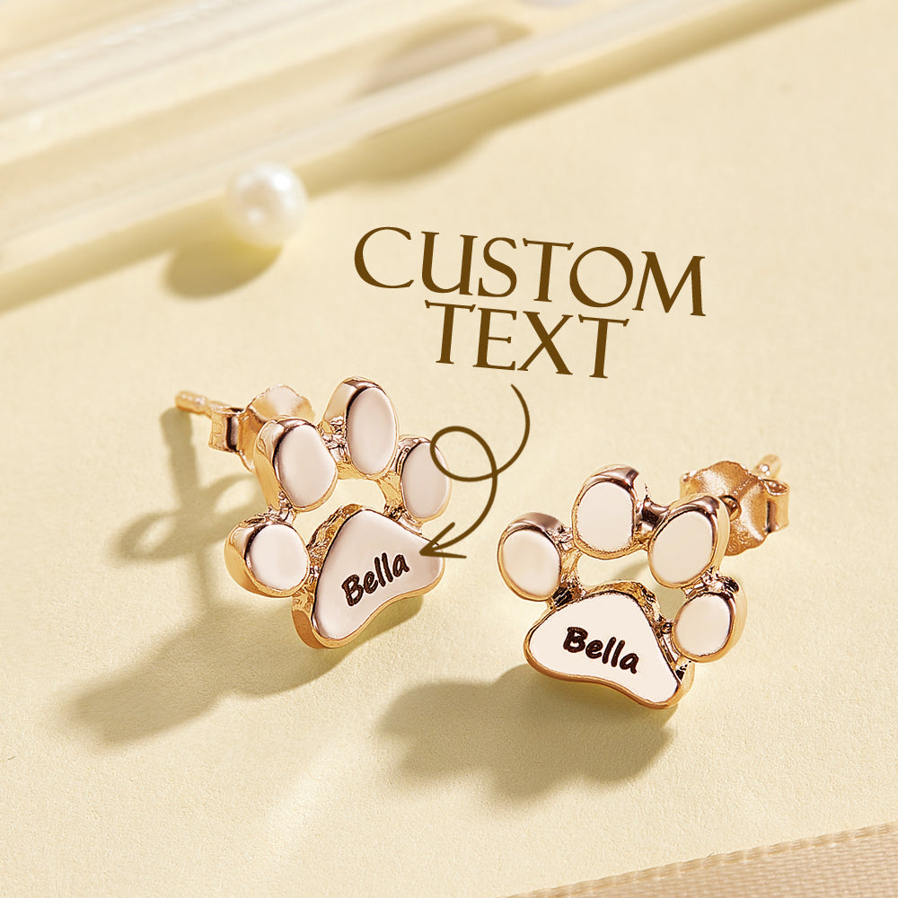 Personalized Dog Paw Print Earrings