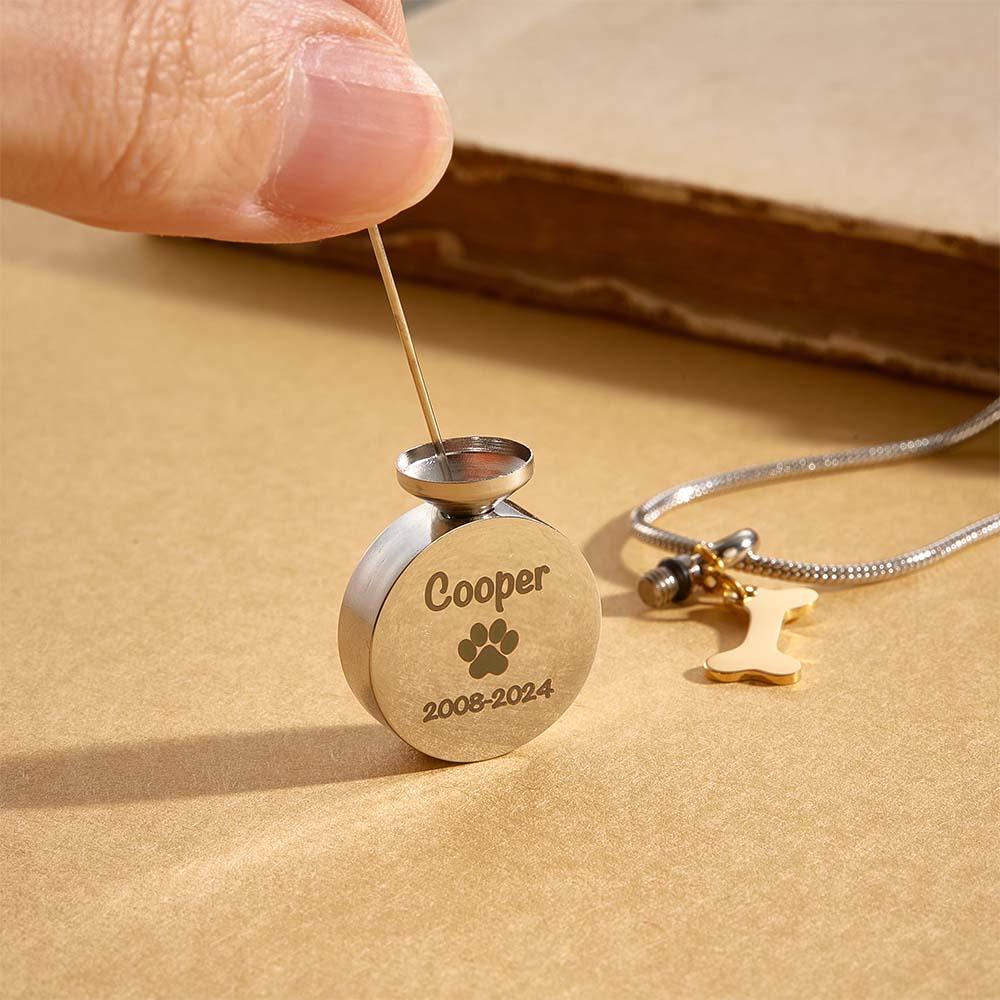 Personalized Engraved Dog Ashes Necklace