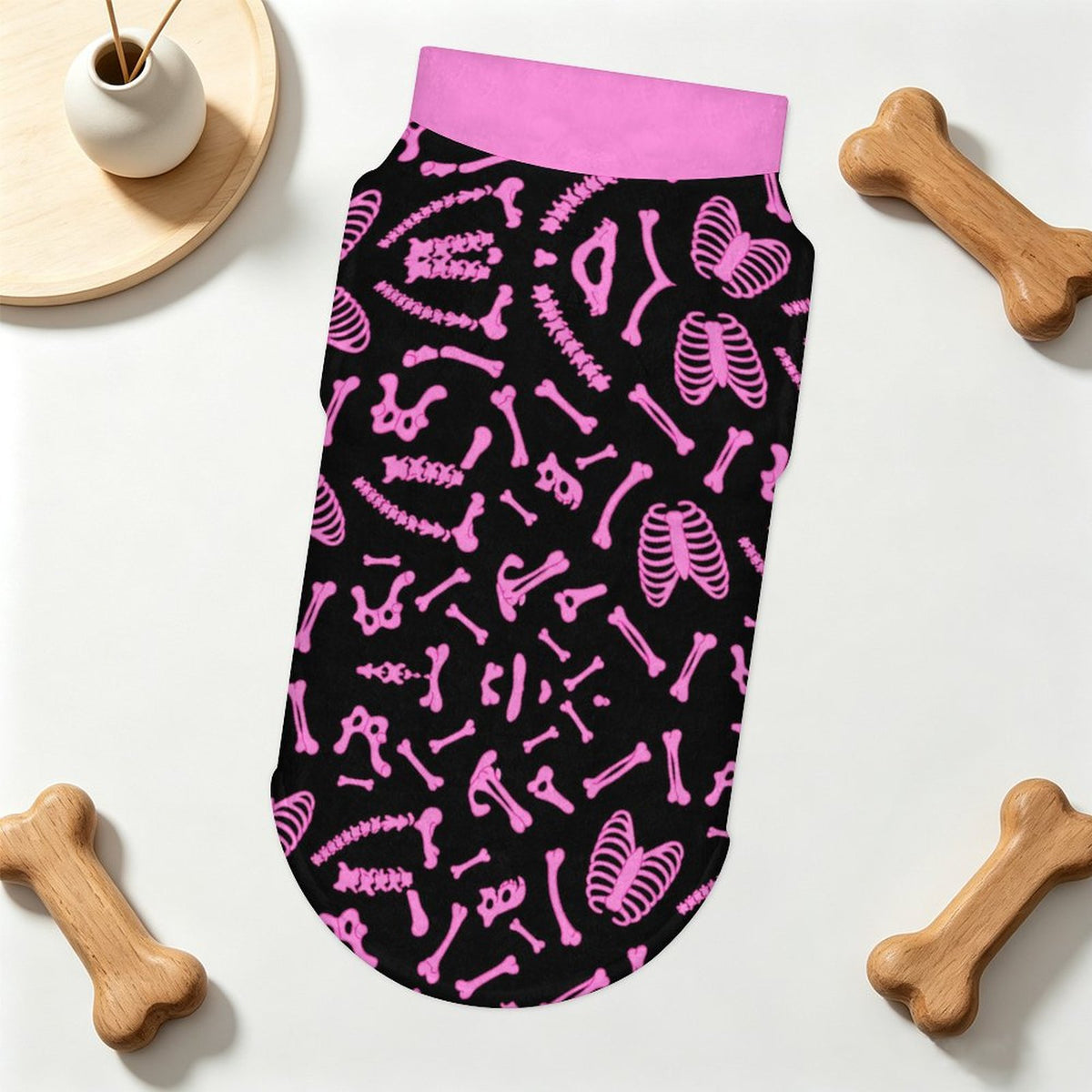 Pink Skeleton Big Dog Fleece Vest