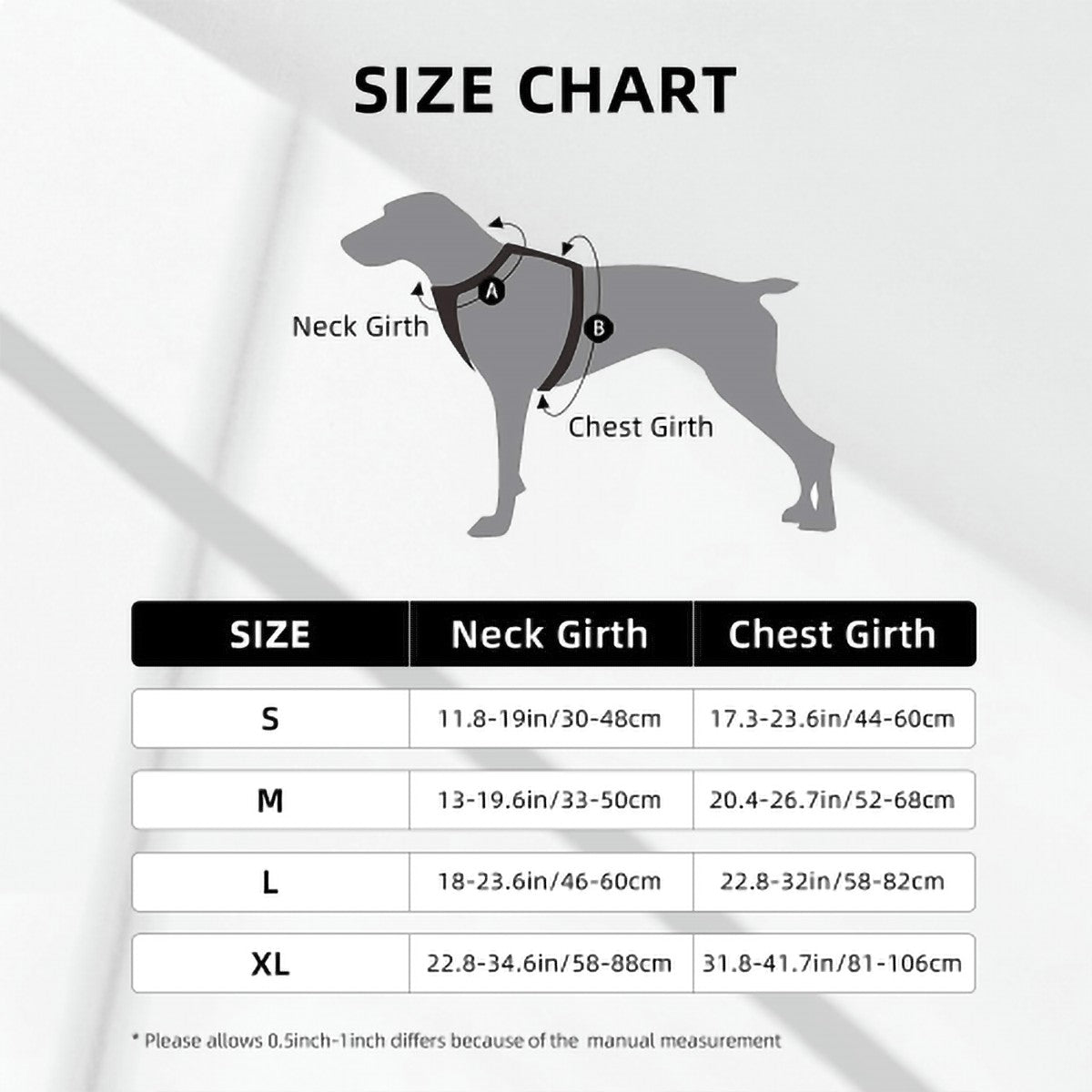 cloy' no pull dog harness and leash size chart