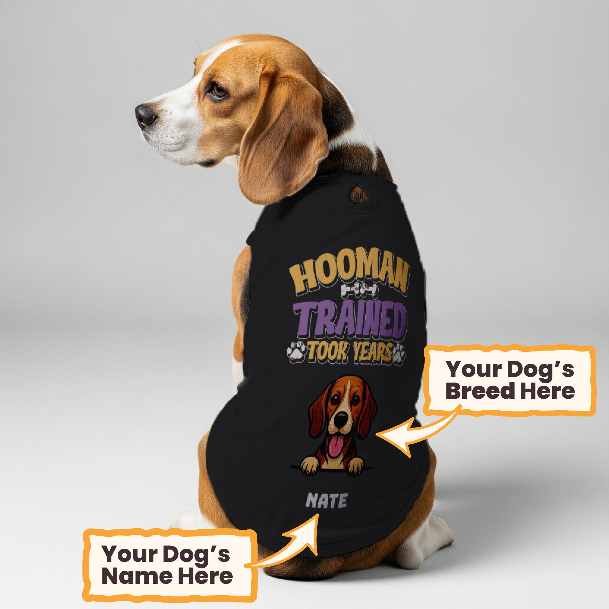 Hooman Trained – Personalized Shirt with Your Dog’s Name and Breed – Dog Shirt