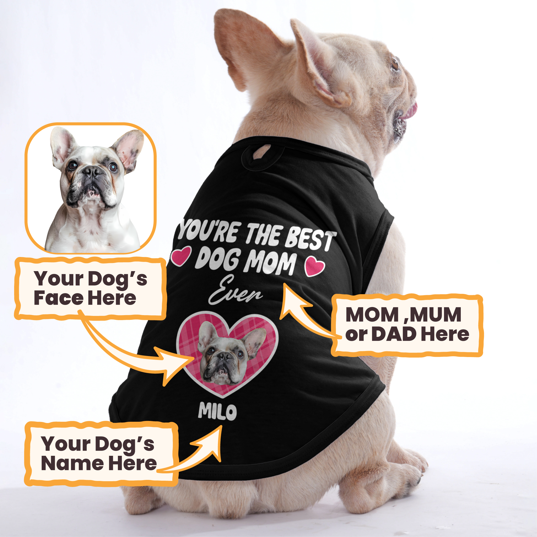 Best Dog Mom – Personalized Shirt with Your Dog’s Name and Face – Dog Shirt