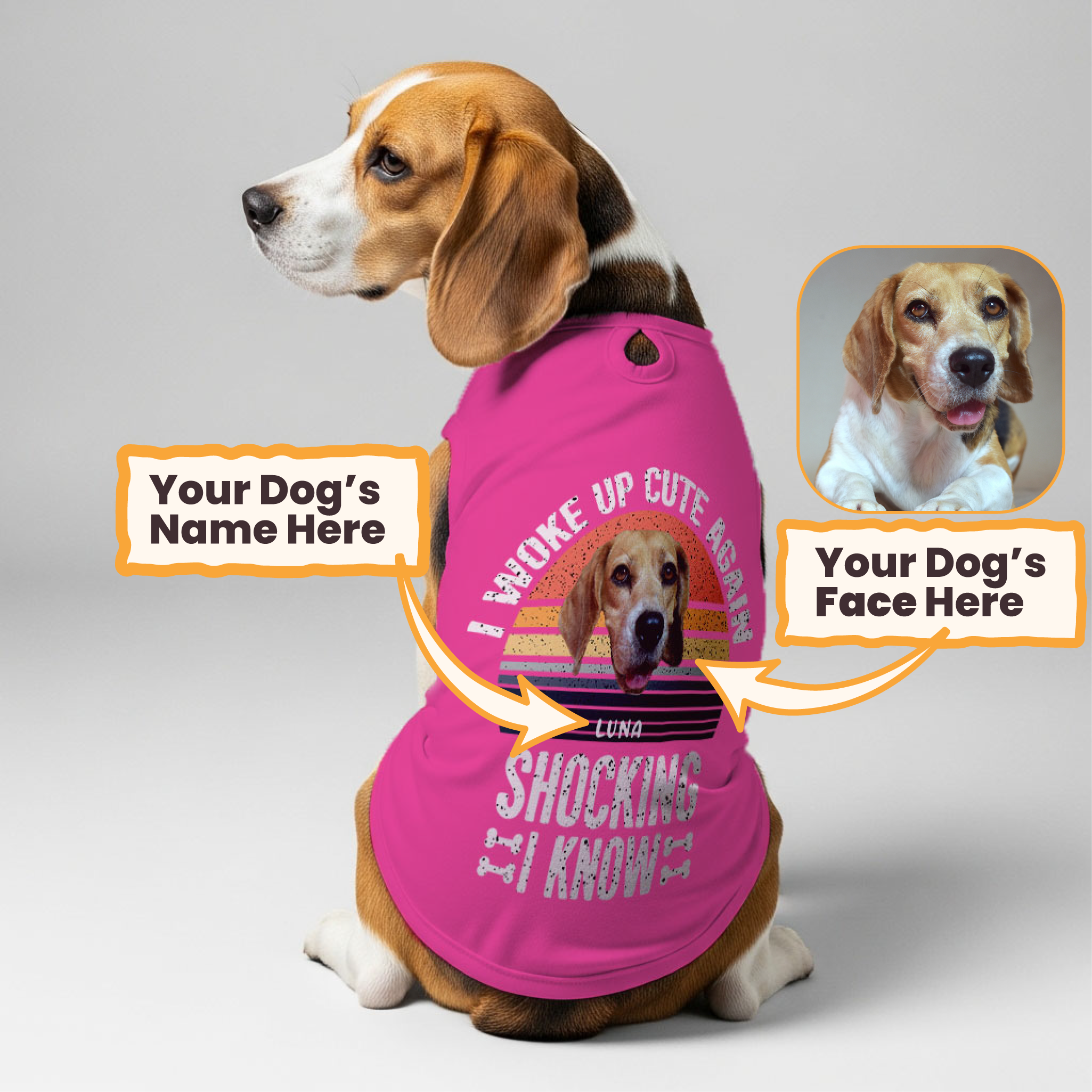 I woke up cute again – Personalized Shirt with Your Dog’s Name and Face – Dog Shirt