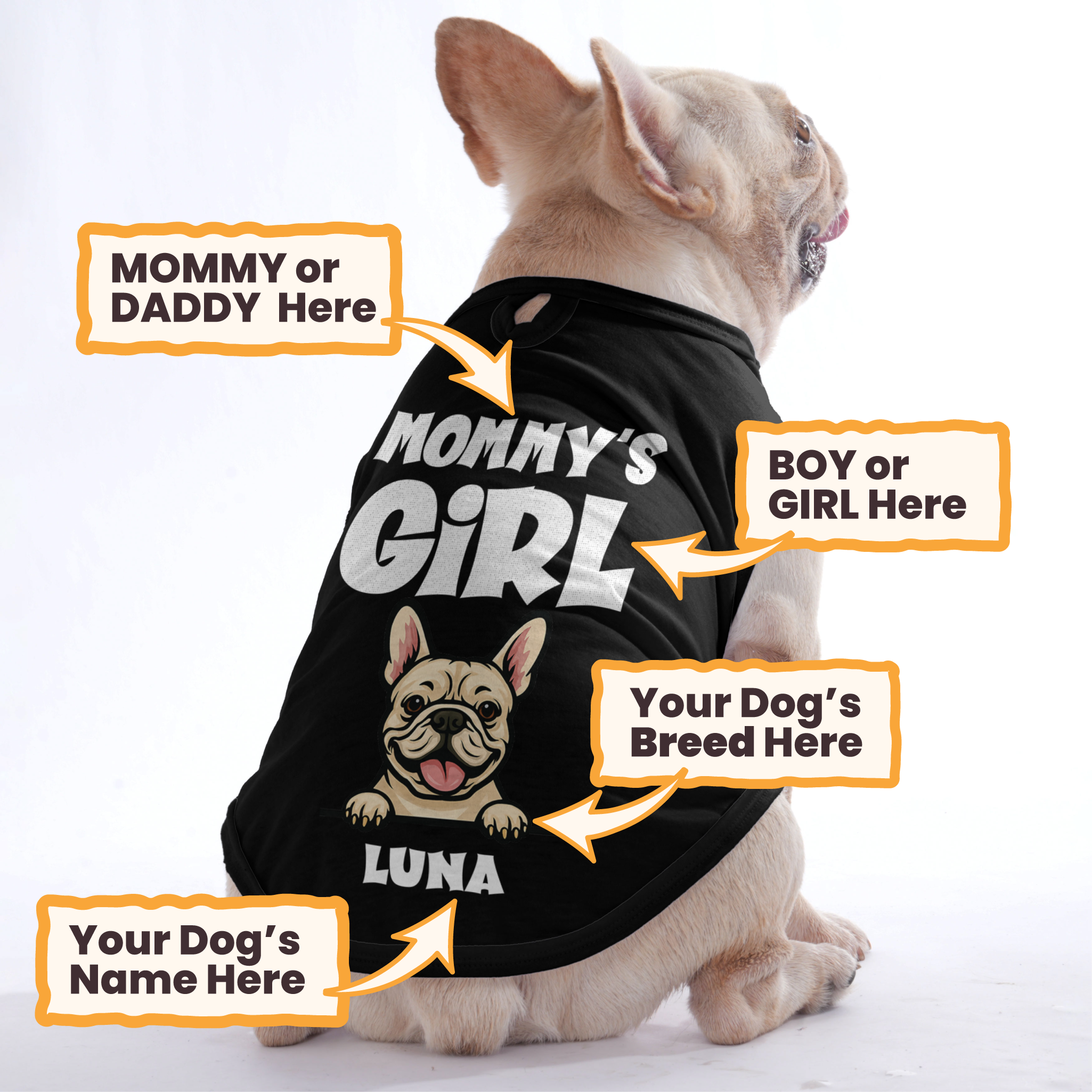 MOMMY’S GIRL – Personalized Shirt with Your Dog’s Name and Breed – Dog Shirt