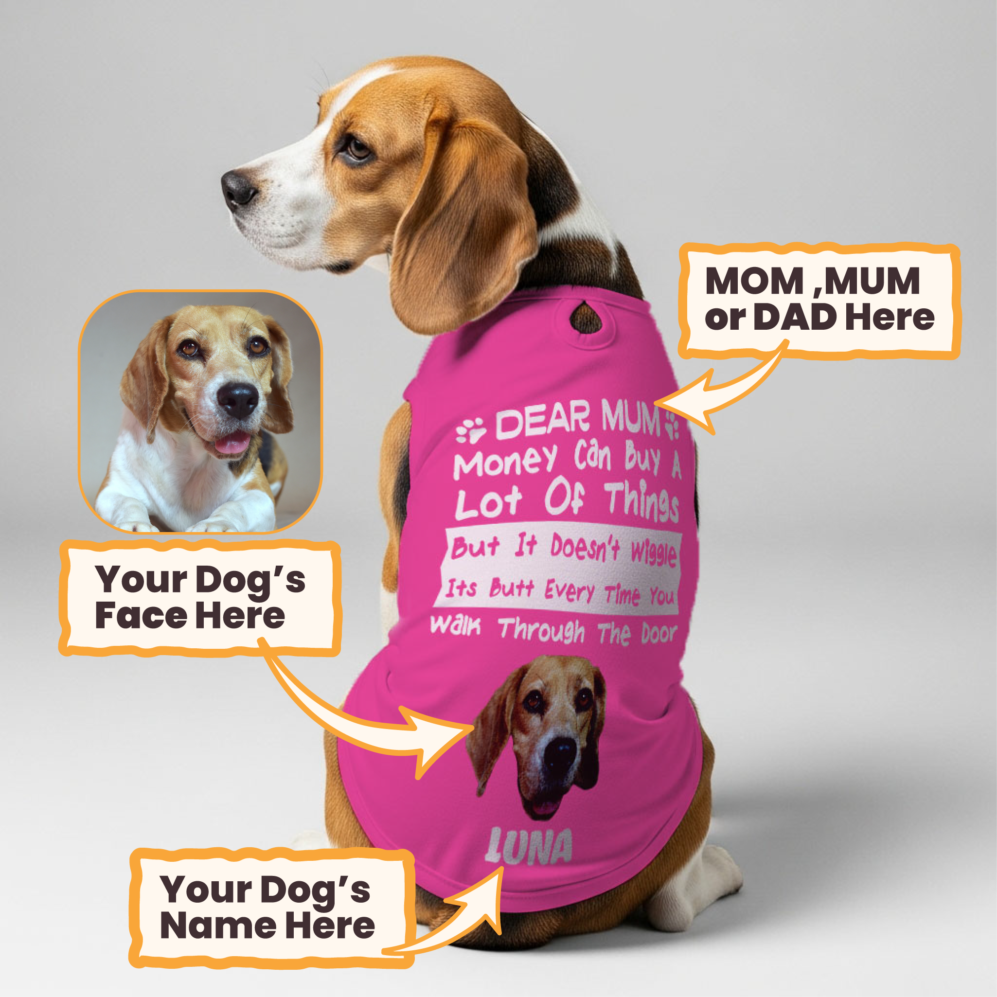 Money can buy a lot of things – Personalized Shirt with Your Dog’s Name and Face – Dog Shirt