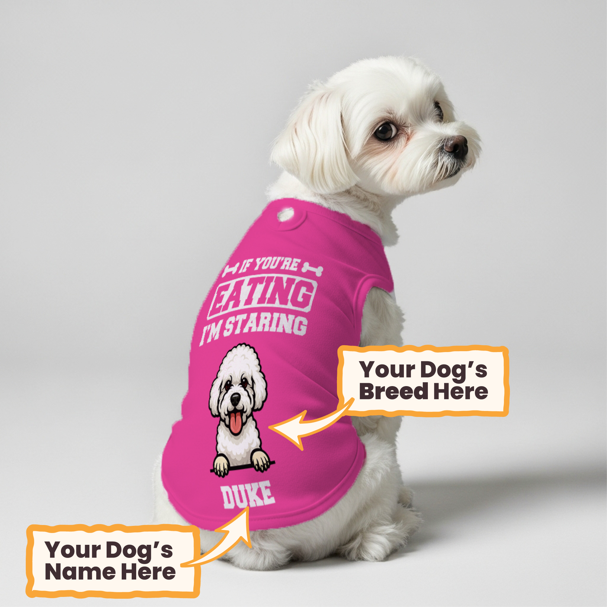 If you’re eating, I’m staring – Personalized Shirt with Your Dog’s Name and Breed – Dog Shirt