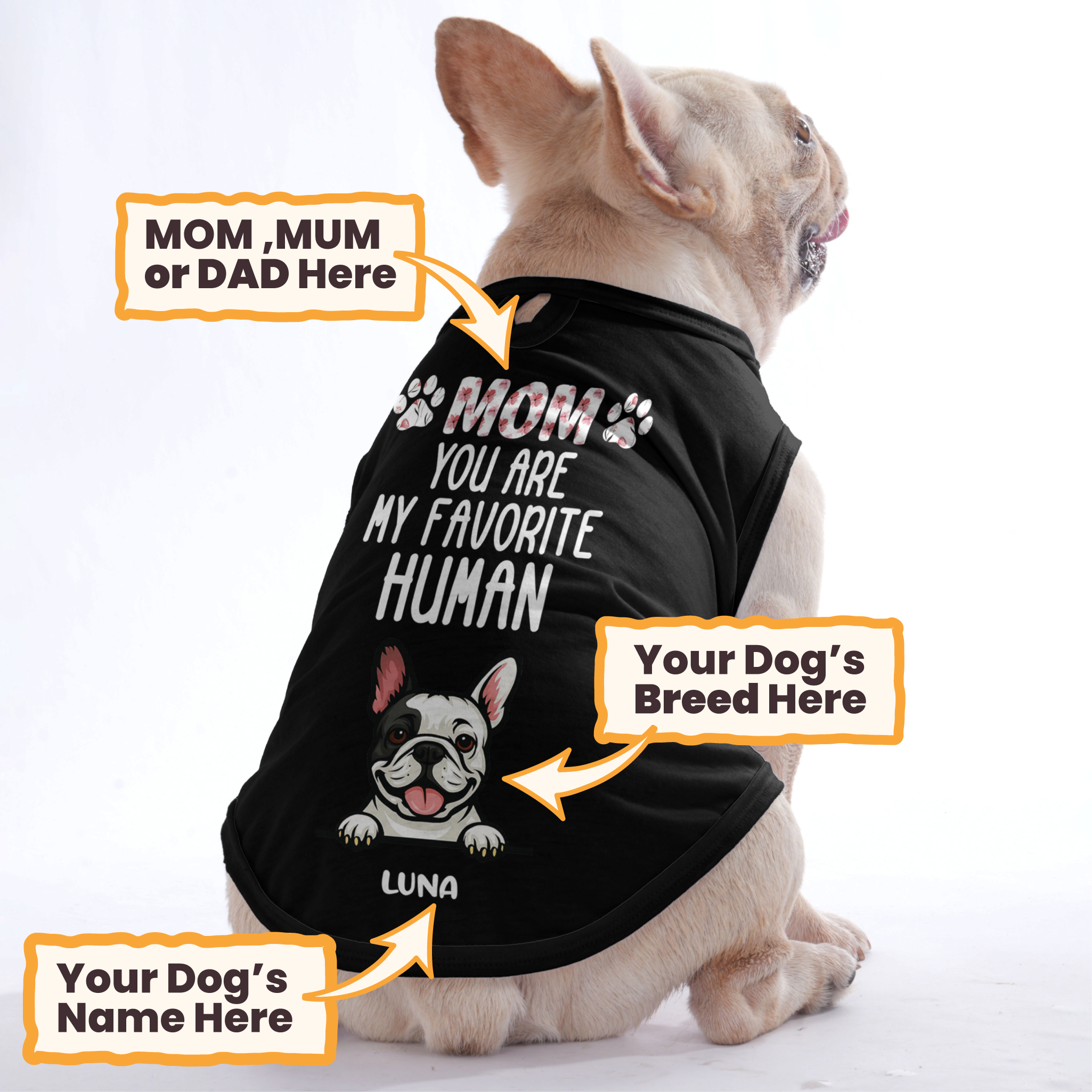 Favorite Human – Personalized Shirt with Your Dog’s Name and Breed – Dog Shirt
