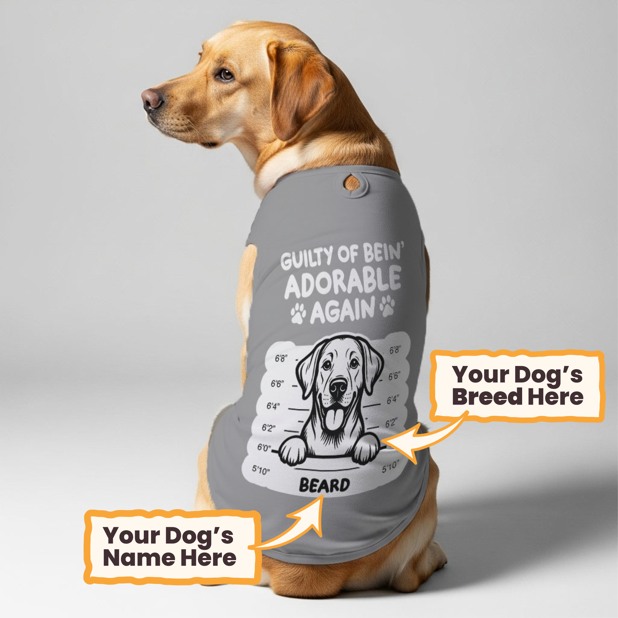 Guilty of bein’ adorable. Again – Personalized Shirt with Your Dog’s Name and Breed – Dog Shirt