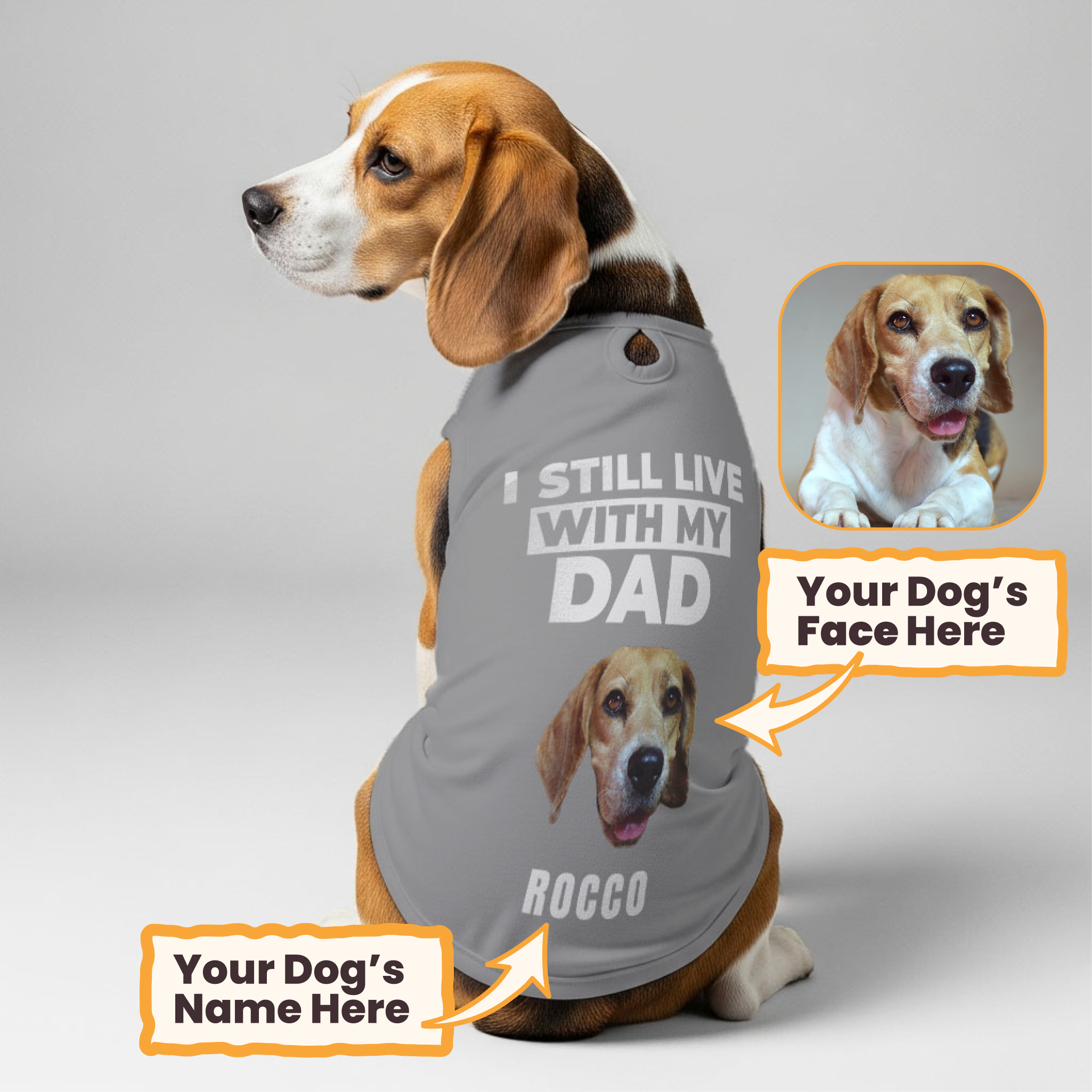 I Still Live With My Mom – Personalized Shirt with Your Dog’s Name and Face – Dog Shirt