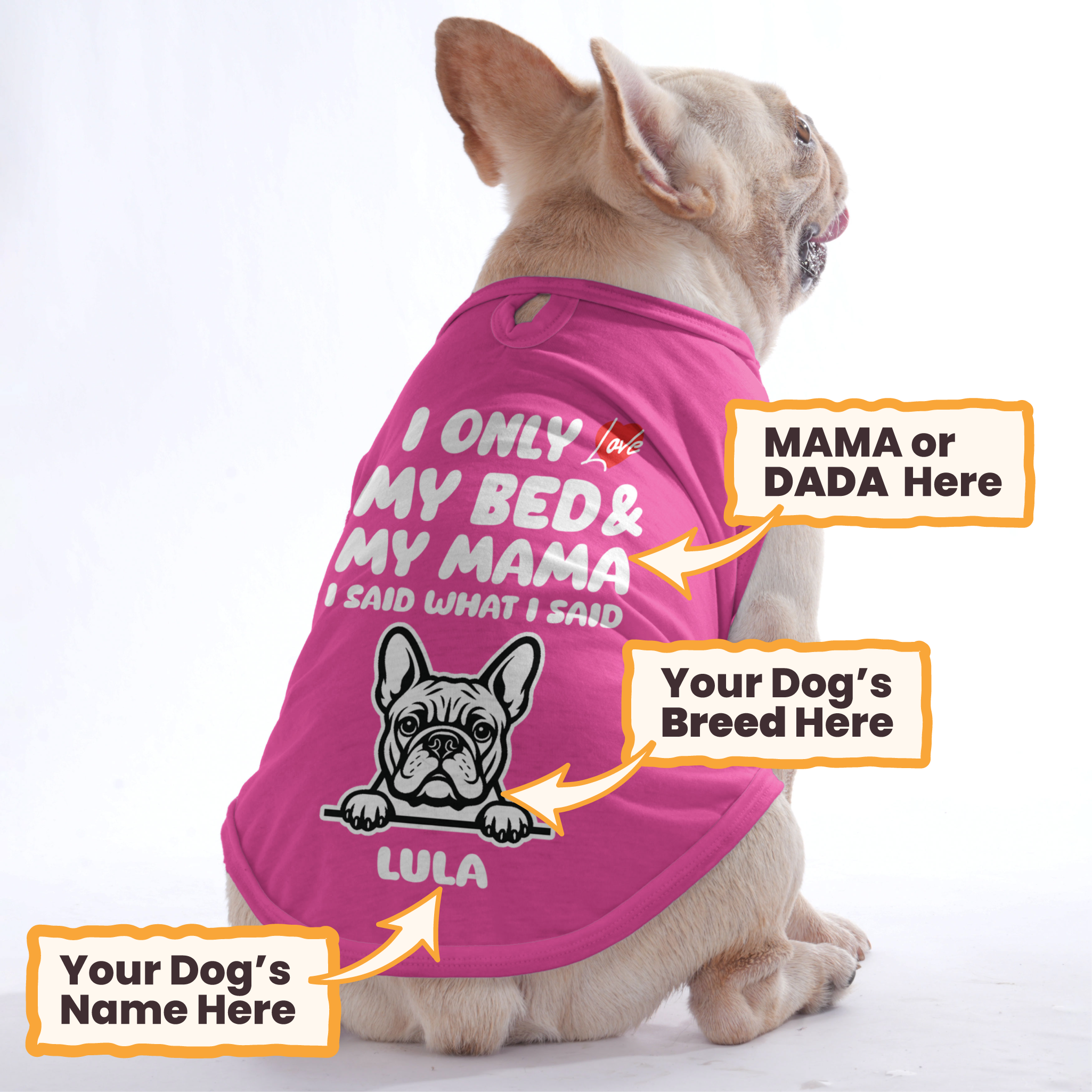 I ONLY LOVE MY MAMA – Personalized Shirt with Your Dog’s Name and Breed – Dog Shirt
