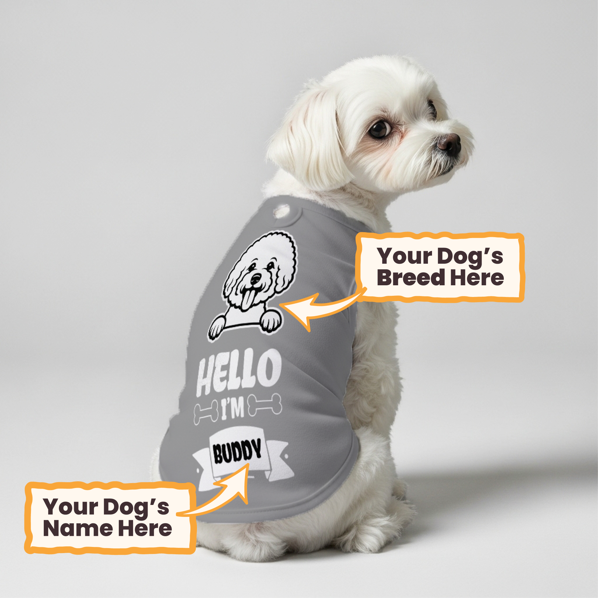 HELLO – Personalized Shirt with Your Dog’s Name and Breed – Dog Shirt