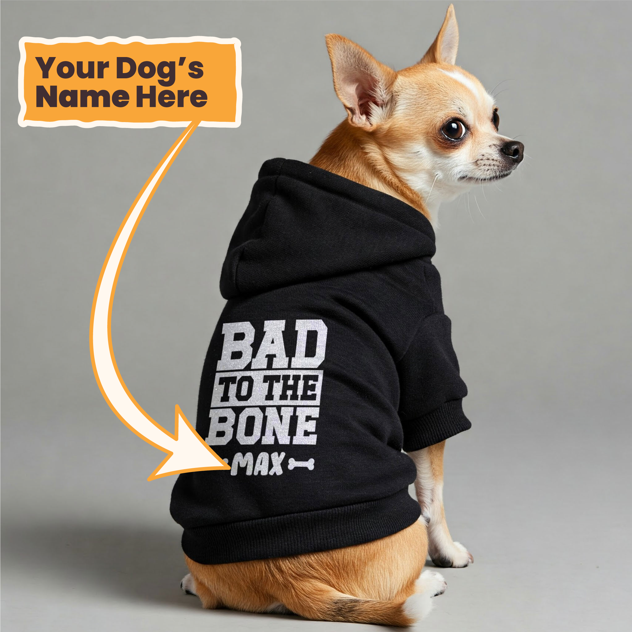 Bad to the Bone - personalized hoodie with your dog name – dog hoodie – dog clothes