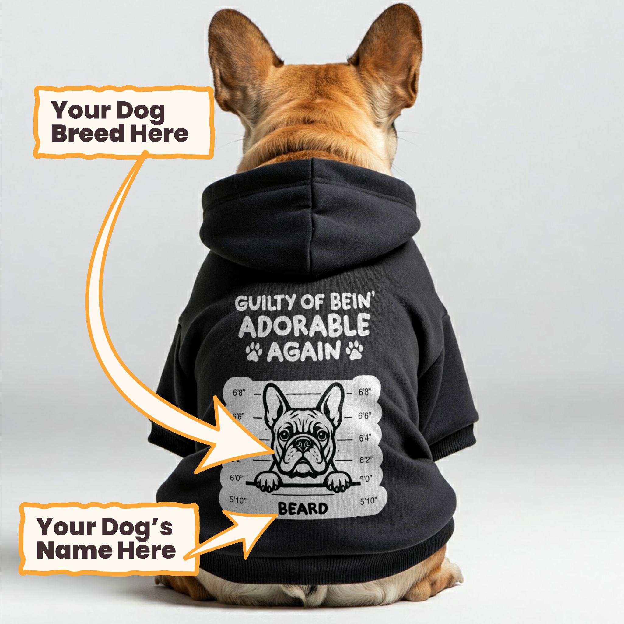 Guilty of bein’ adorable - personalized hoodie with your dog’s name and breed – dog hoodie – dog clothes