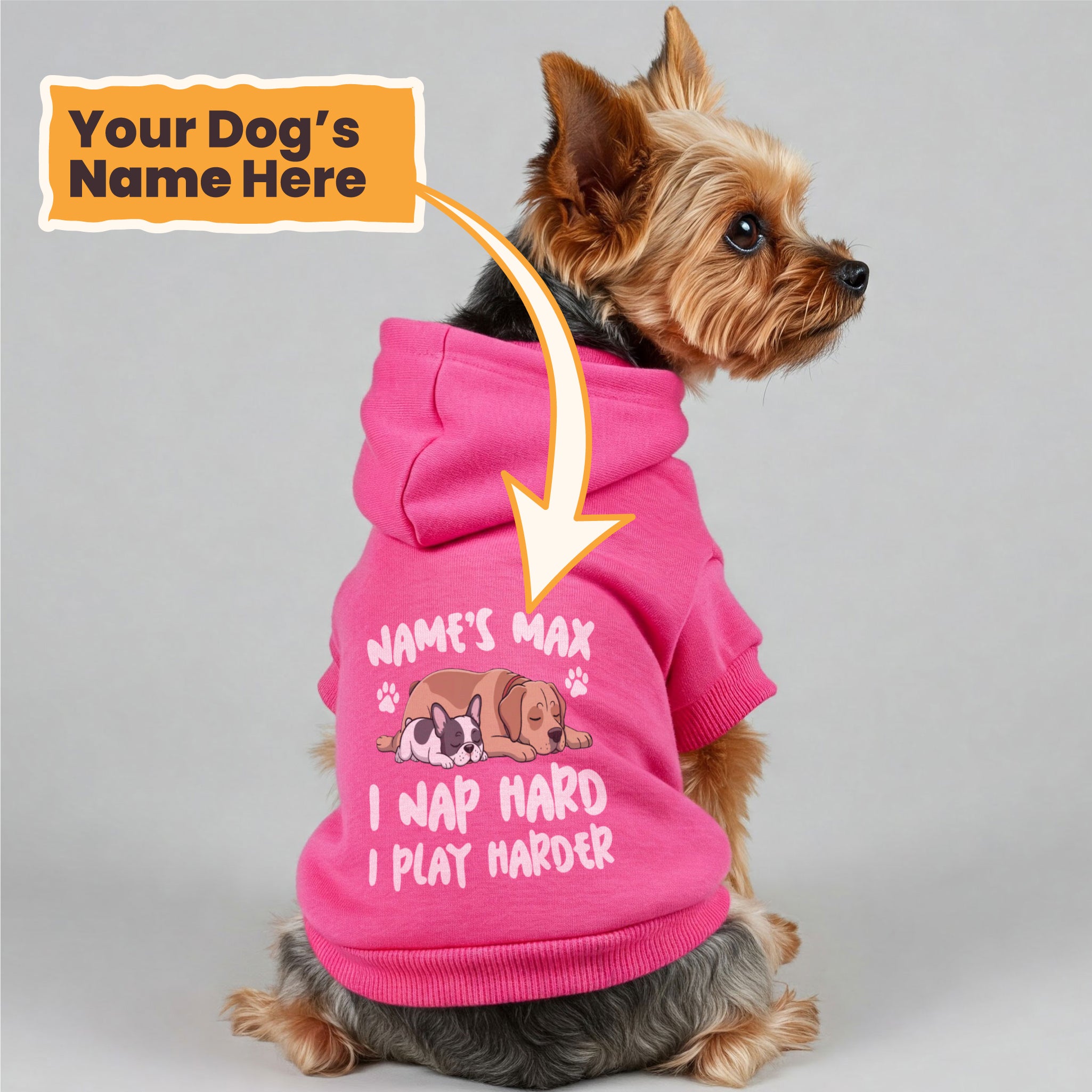 Nap Hard - personalized hoodie with your dog name – dog hoodie – dog clothes