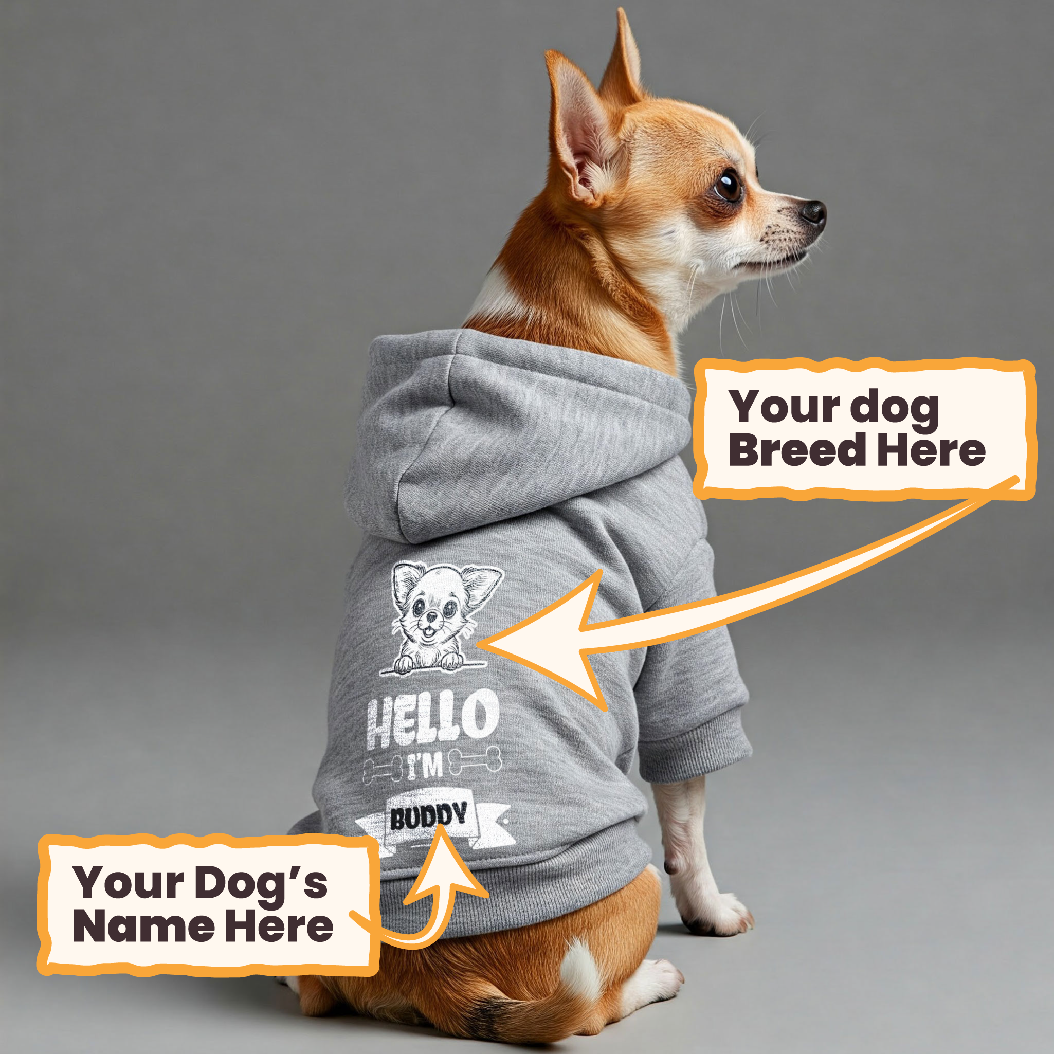 Hello - personalized hoodie with your dog name and breed – dog hoodie – dog clothes