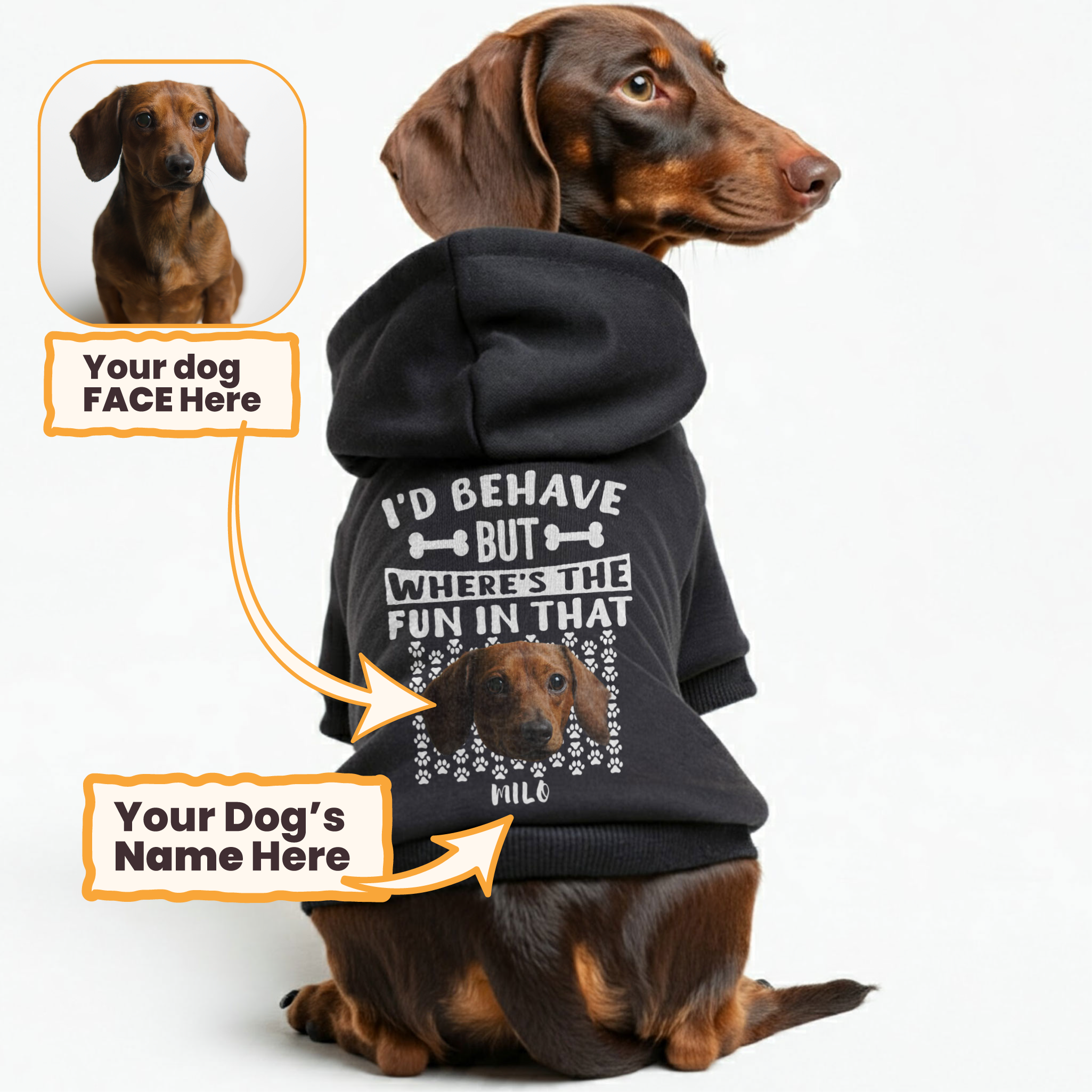 I’d behave - Personalized hoodie with your dog’s name and Face– dog hoodie – dog clothes
