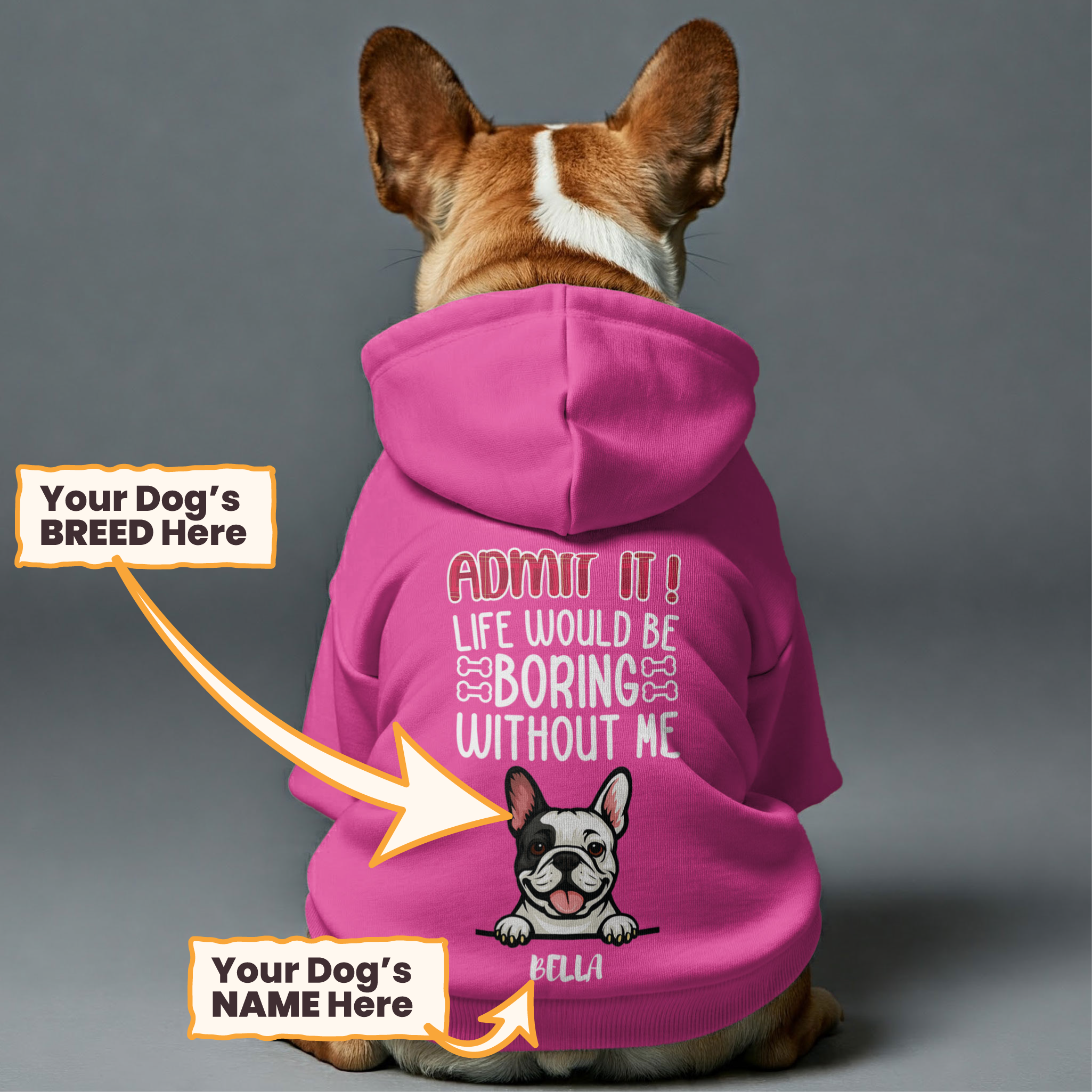 ADMIT IT - personalized hoodie with your dog’s name and breed – dog hoodie – dog clothes