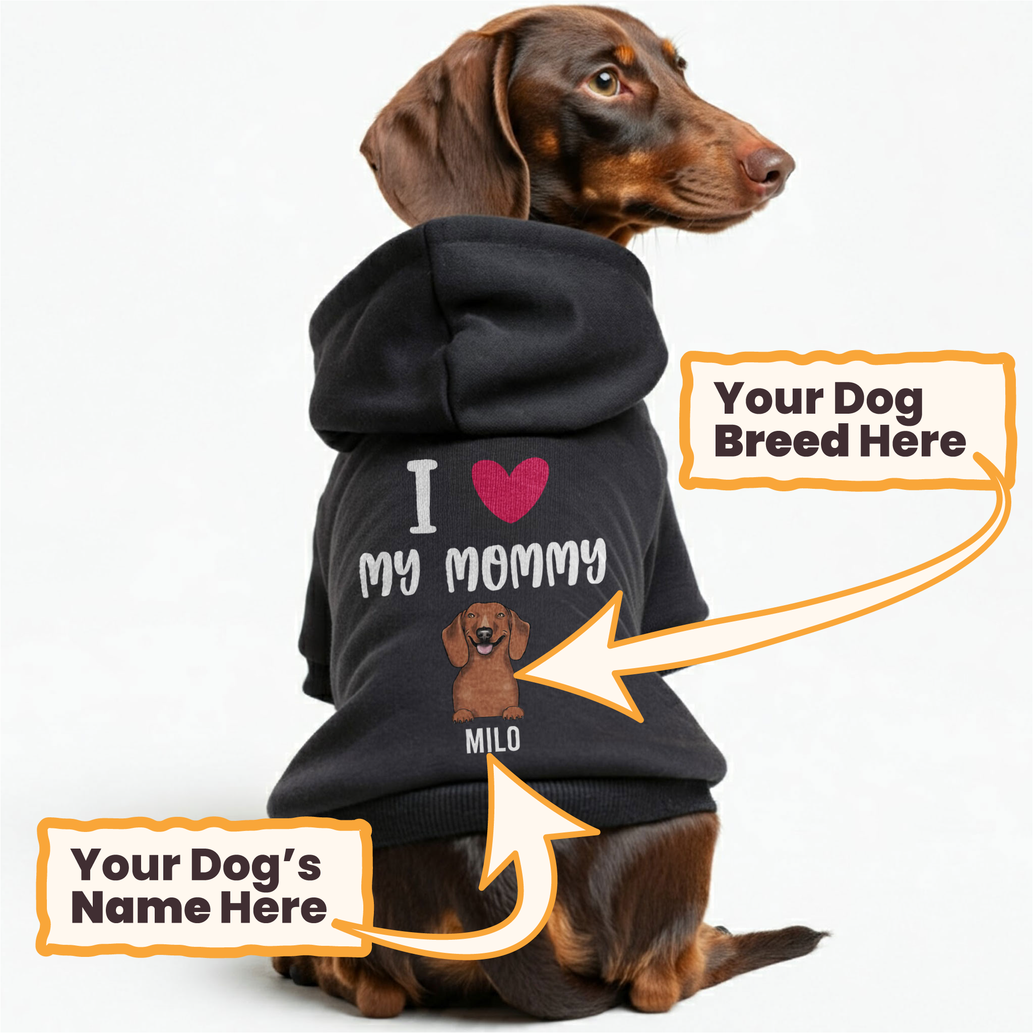 I love my mommy - personalized hoodie with your dog name and breed – dog hoodie – dog clothes