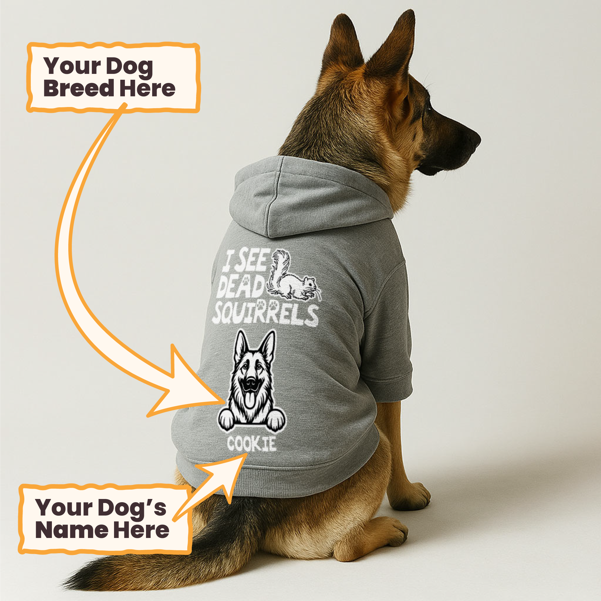 Squirrels - personalized hoodie with your dog’s name and breed – dog hoodie – dog clothes