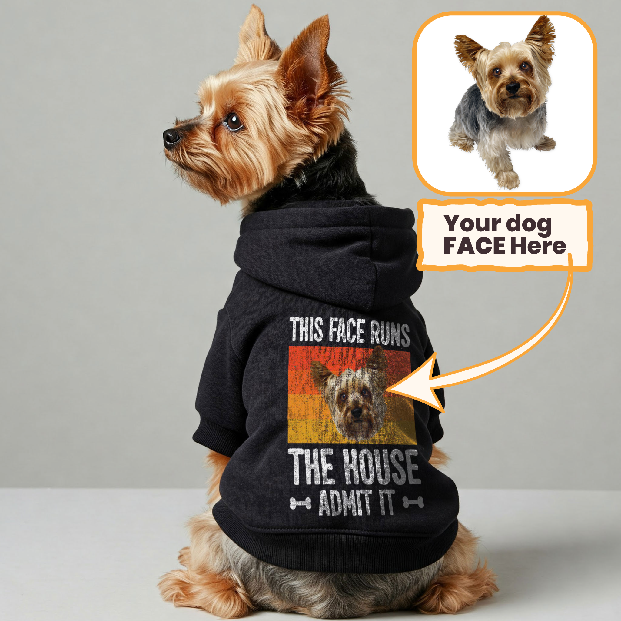 This Face - Personalized hoodie with your dog’s Face– dog hoodie – dog clothes