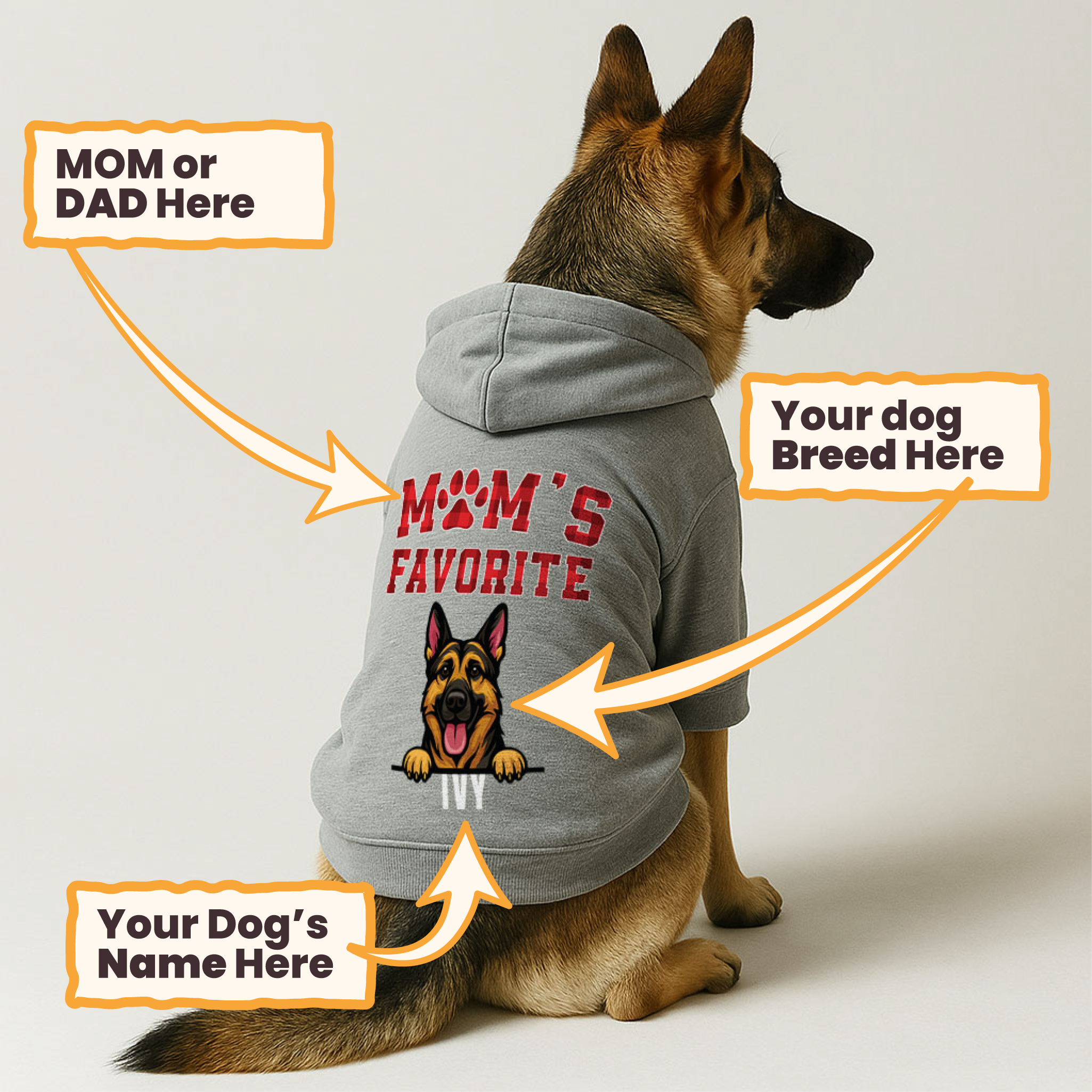 Mom's Favorite - personalized hoodie with your dog’s name and breed – dog hoodie – dog clothes