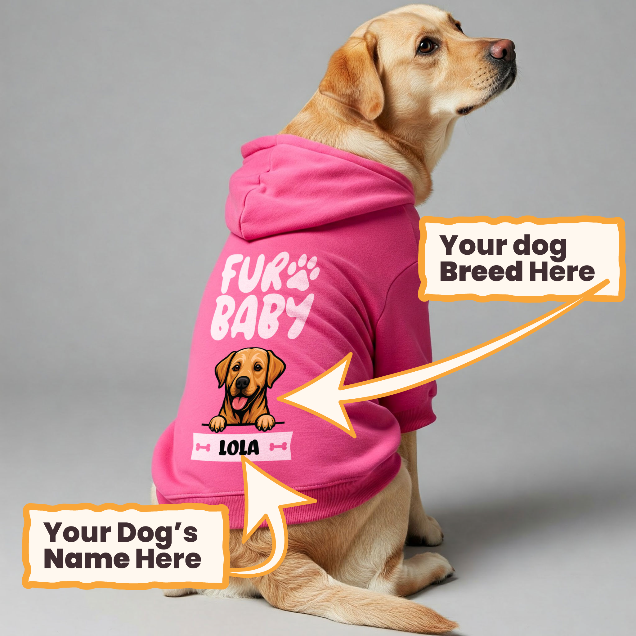 Fur Baby - personalized hoodie with your dog name and breed – dog hoodie – dog clothes