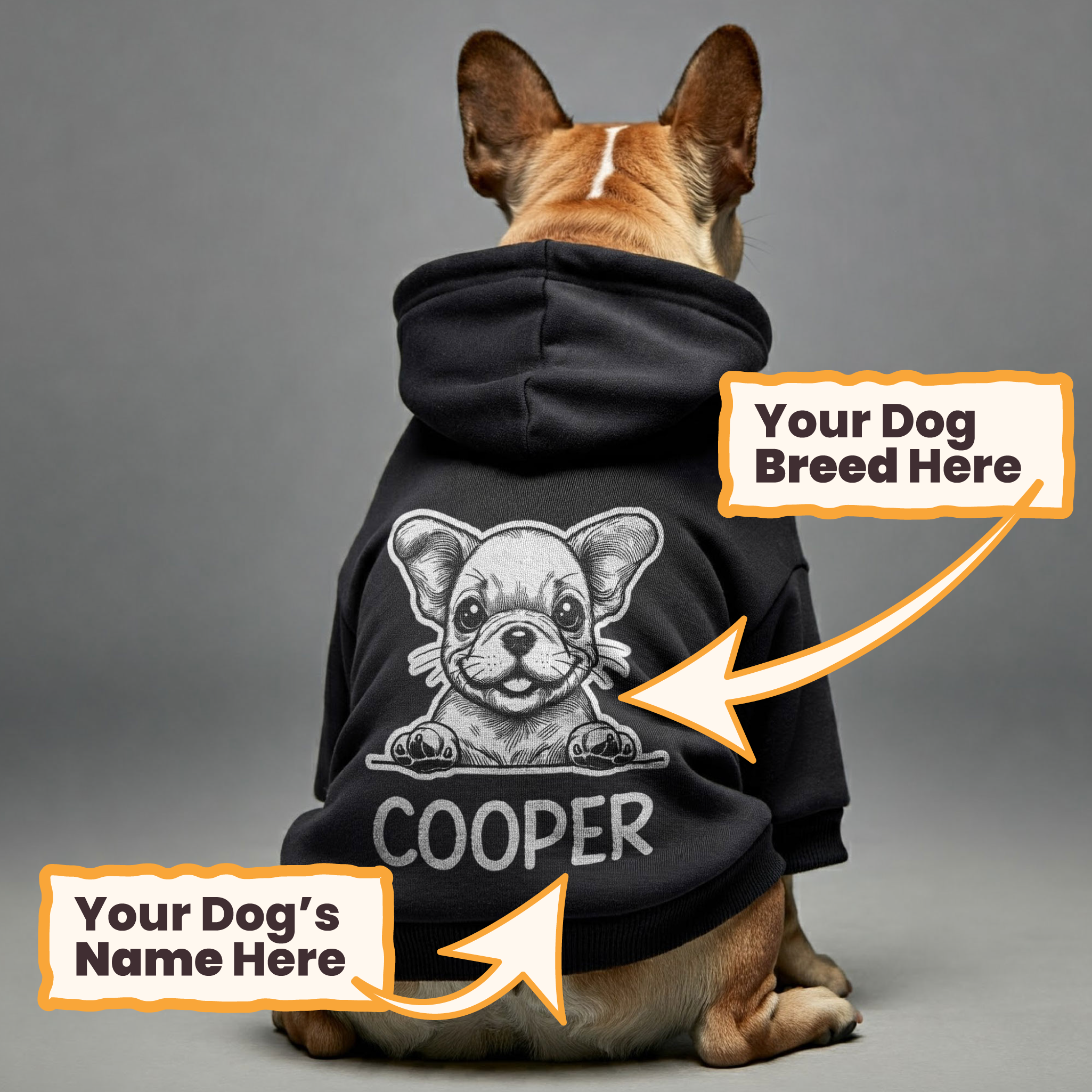 Black and white - personalized hoodie with your dog name and breed – dog hoodie – dog clothes