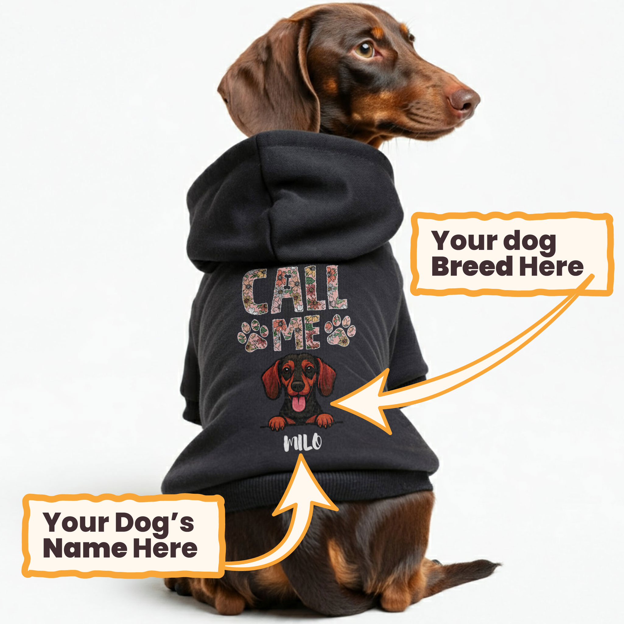 Call me  - personalized hoodie with your dog name and breed – dog hoodie – dog clothes
