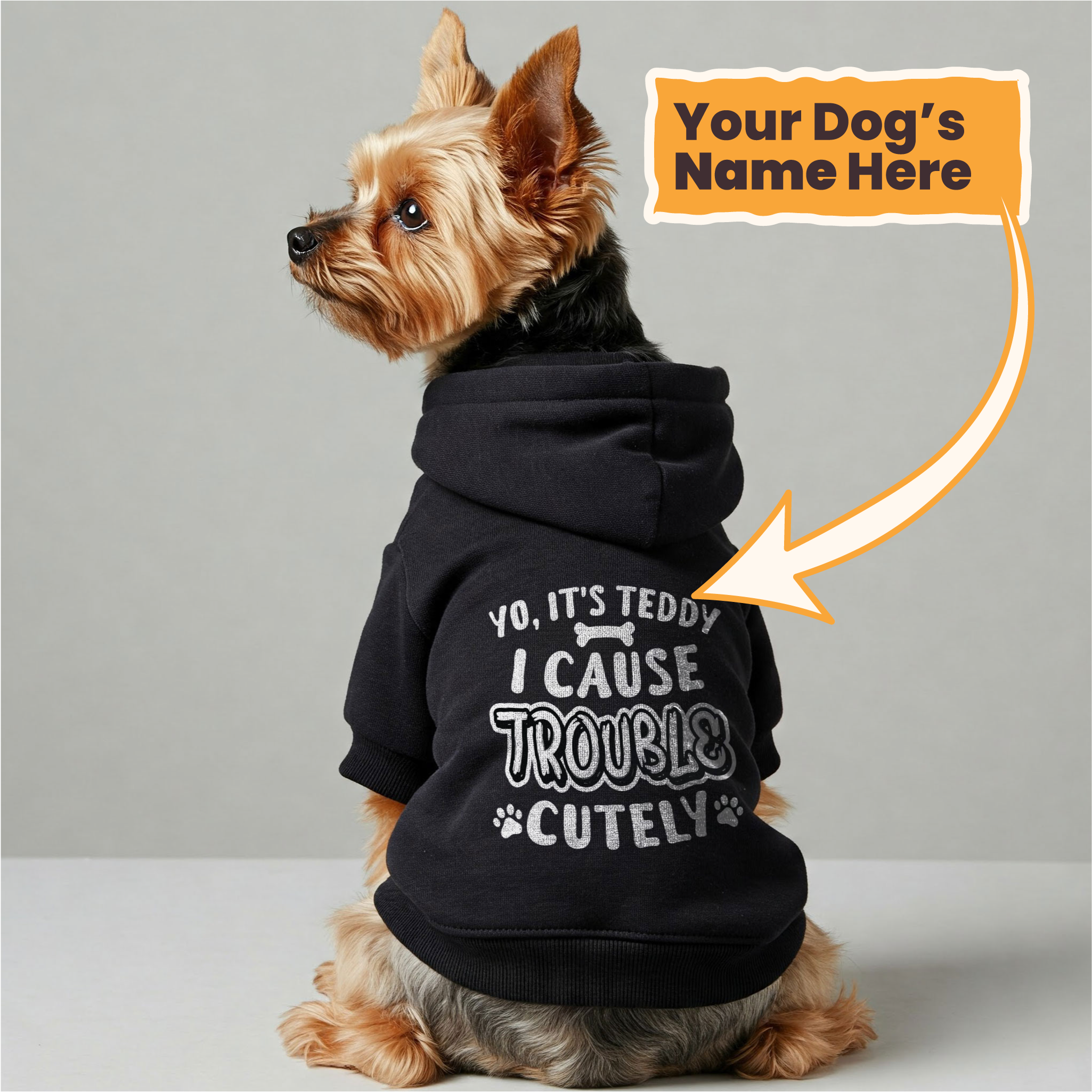 Yo, it’s Teddy. I cause trouble... cutely - personalized hoodie with your dog name – dog hoodie – dog clothes