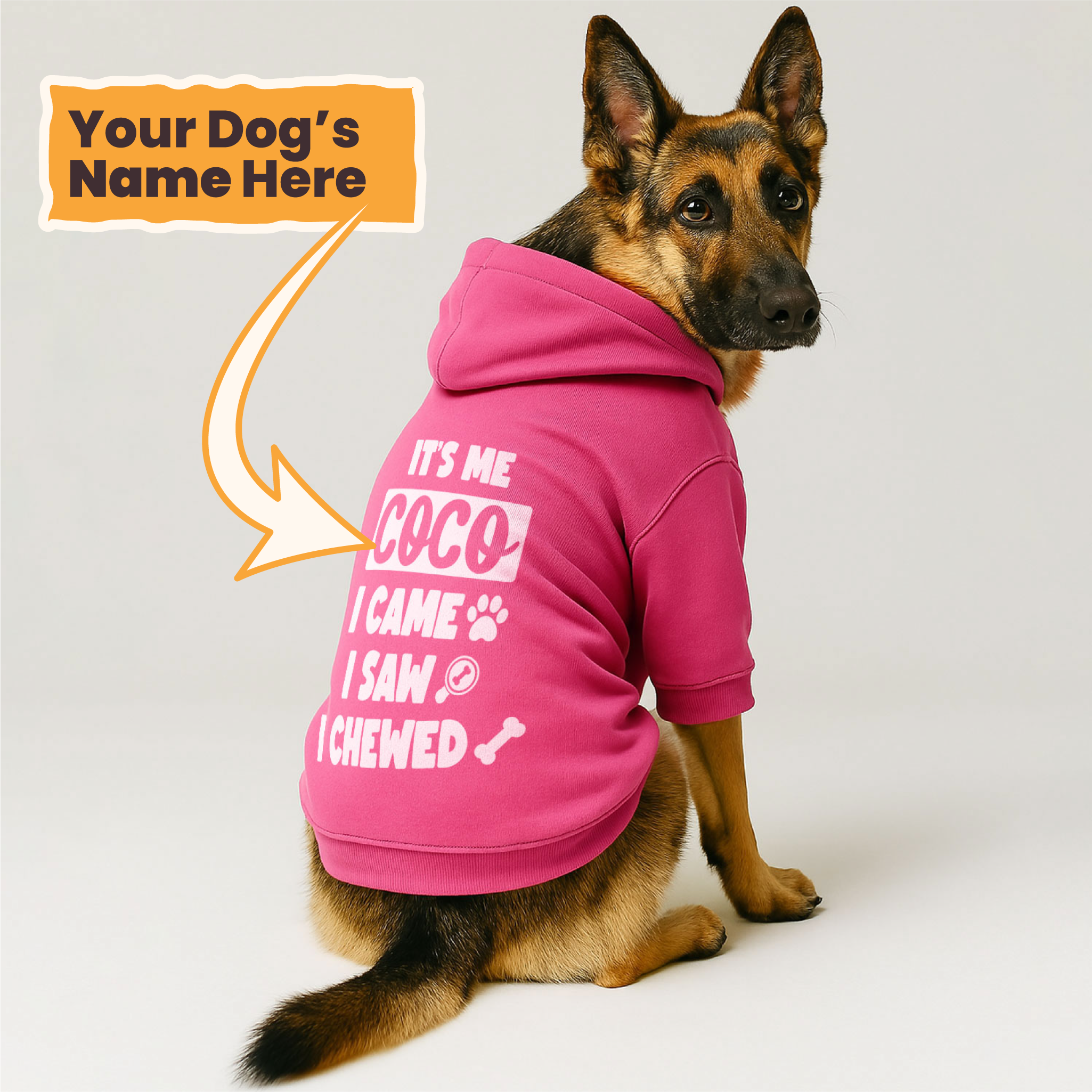 It’s me, coco. I came, I saw, I chewed- personalized hoodie with your dog name – dog hoodie – dog clothes