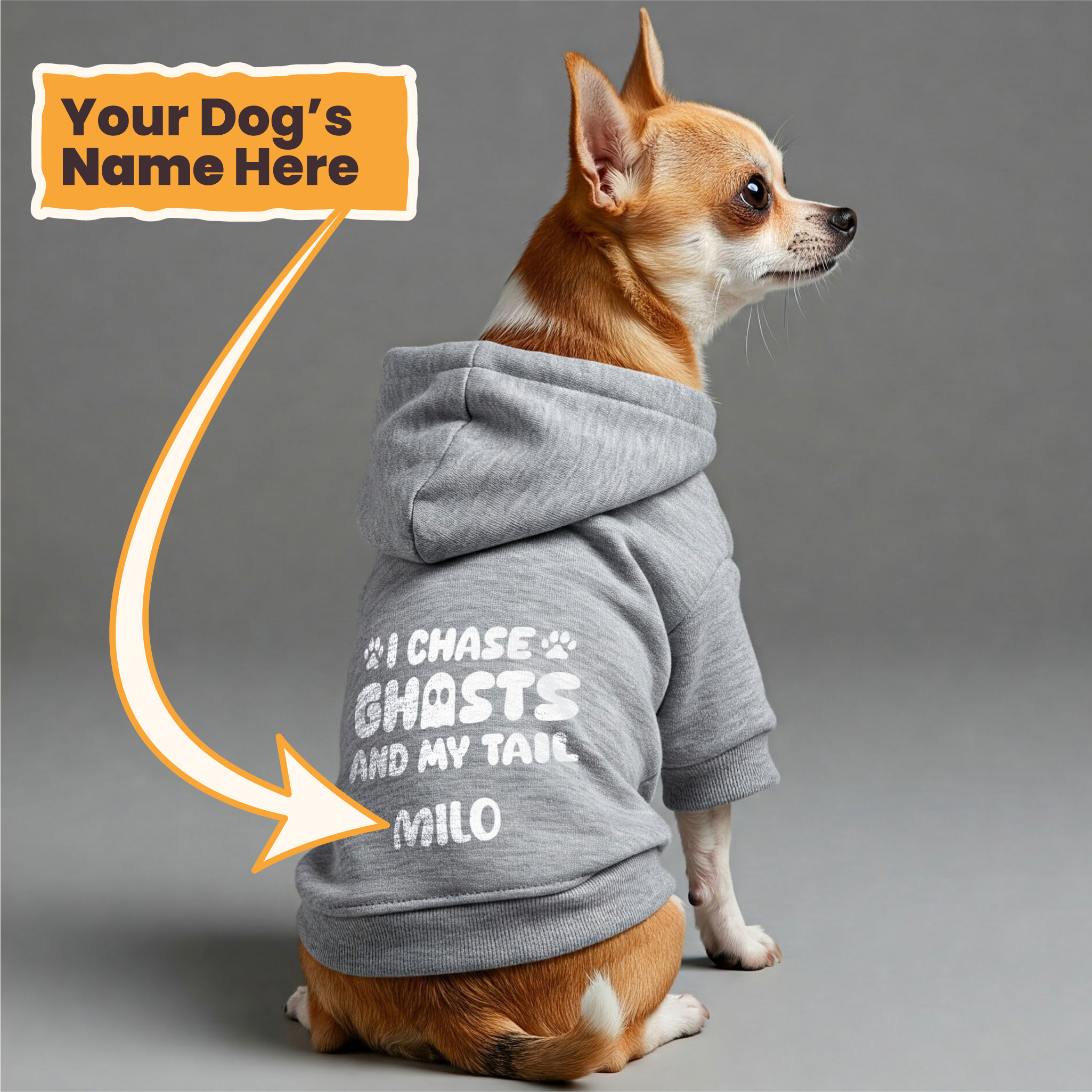 I Chase Ghosts (and my tail) - personalized hoodie with your dog name – dog hoodie – dog clothes