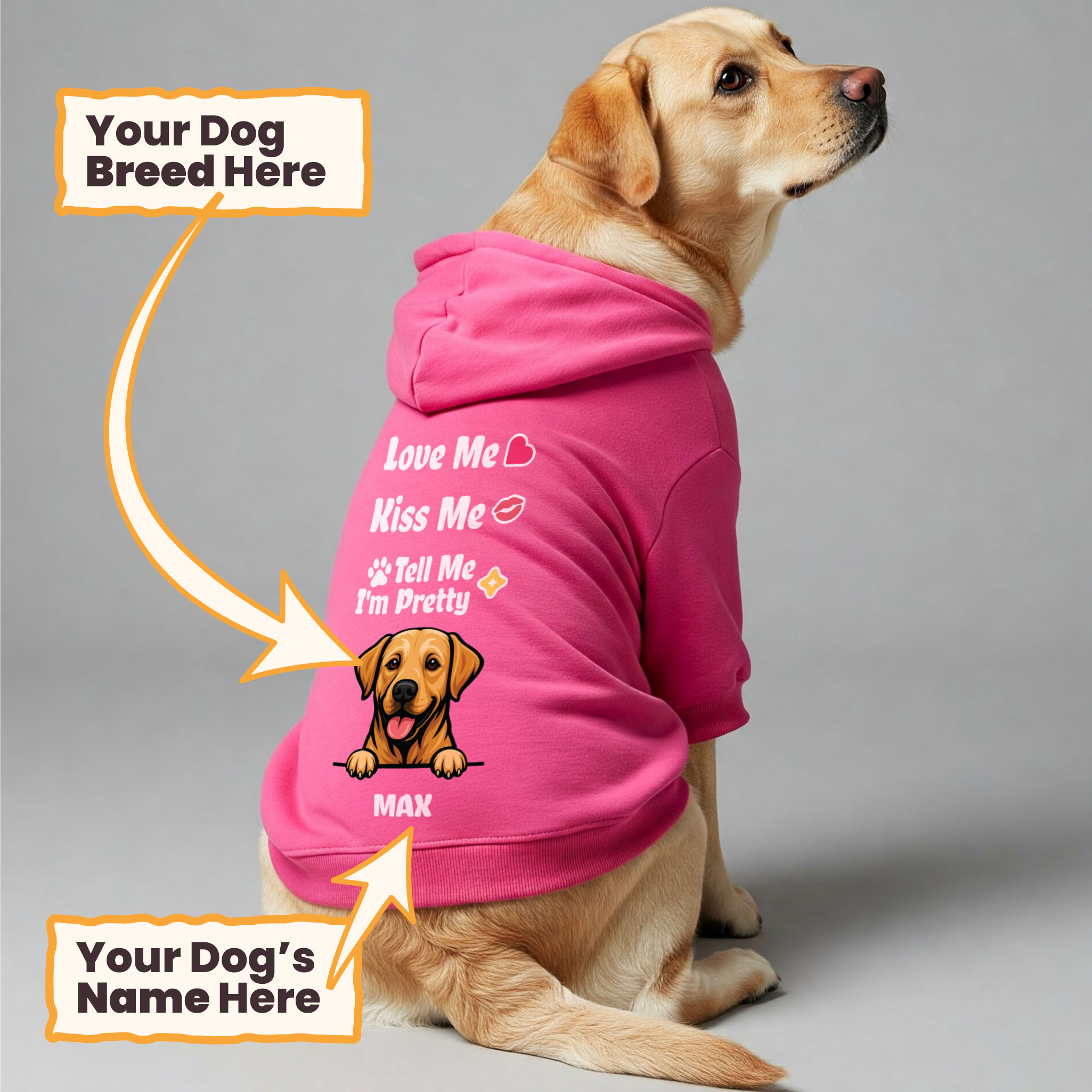 LOVE ME - personalized hoodie with your dog’s name and breed – dog hoodie – dog clothes