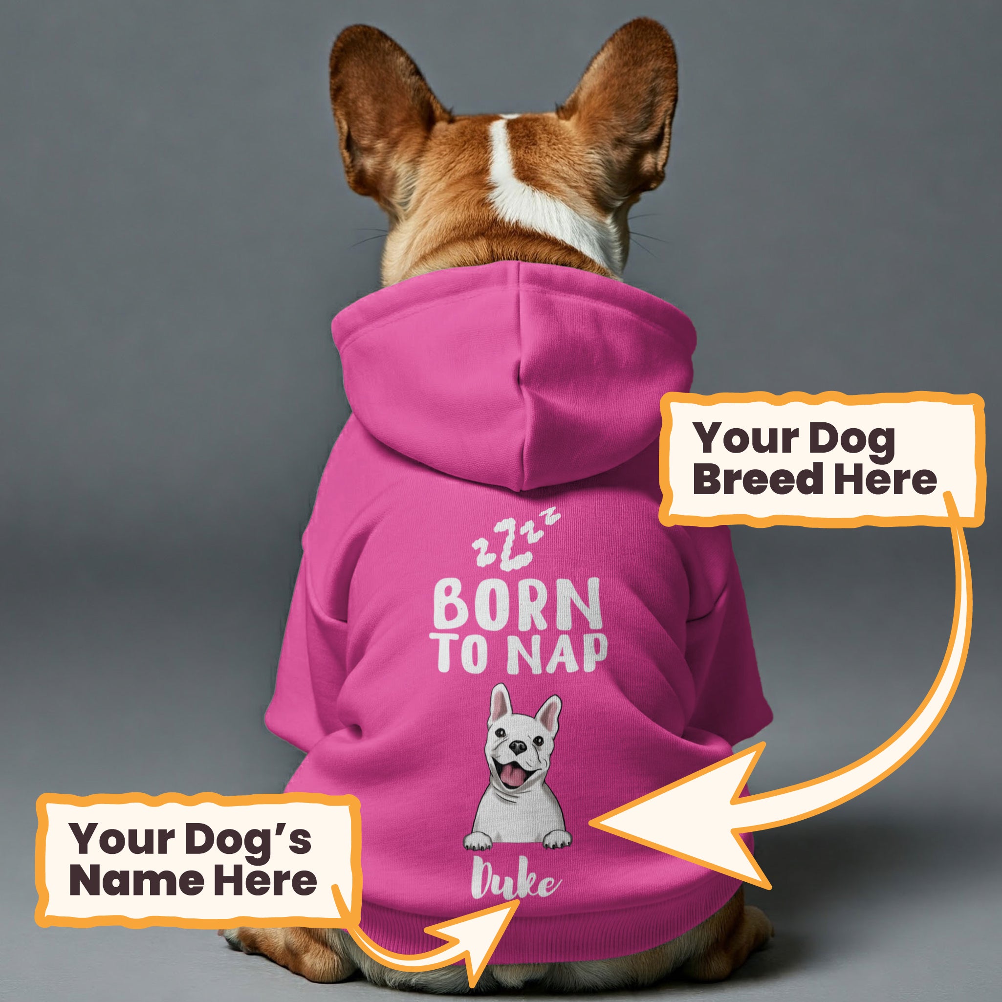 BORN TO NAP - personalized hoodie with your dog name and breed – dog hoodie – dog clothes