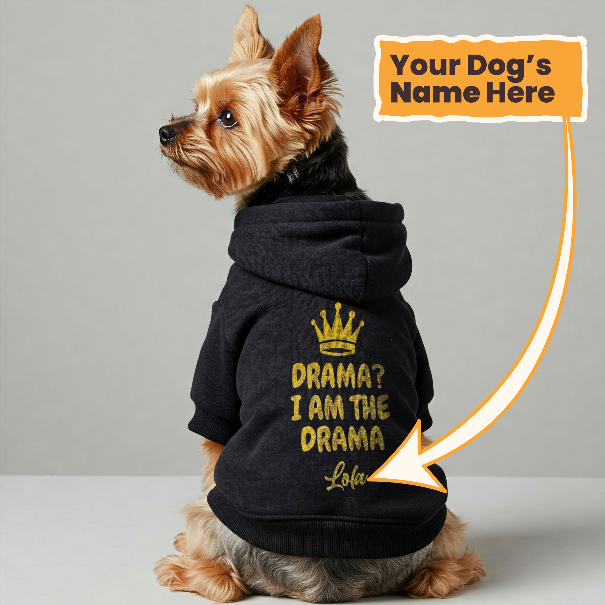 Drama? I Am the Drama - personalized hoodie with your dog name – dog hoodie – dog clothes