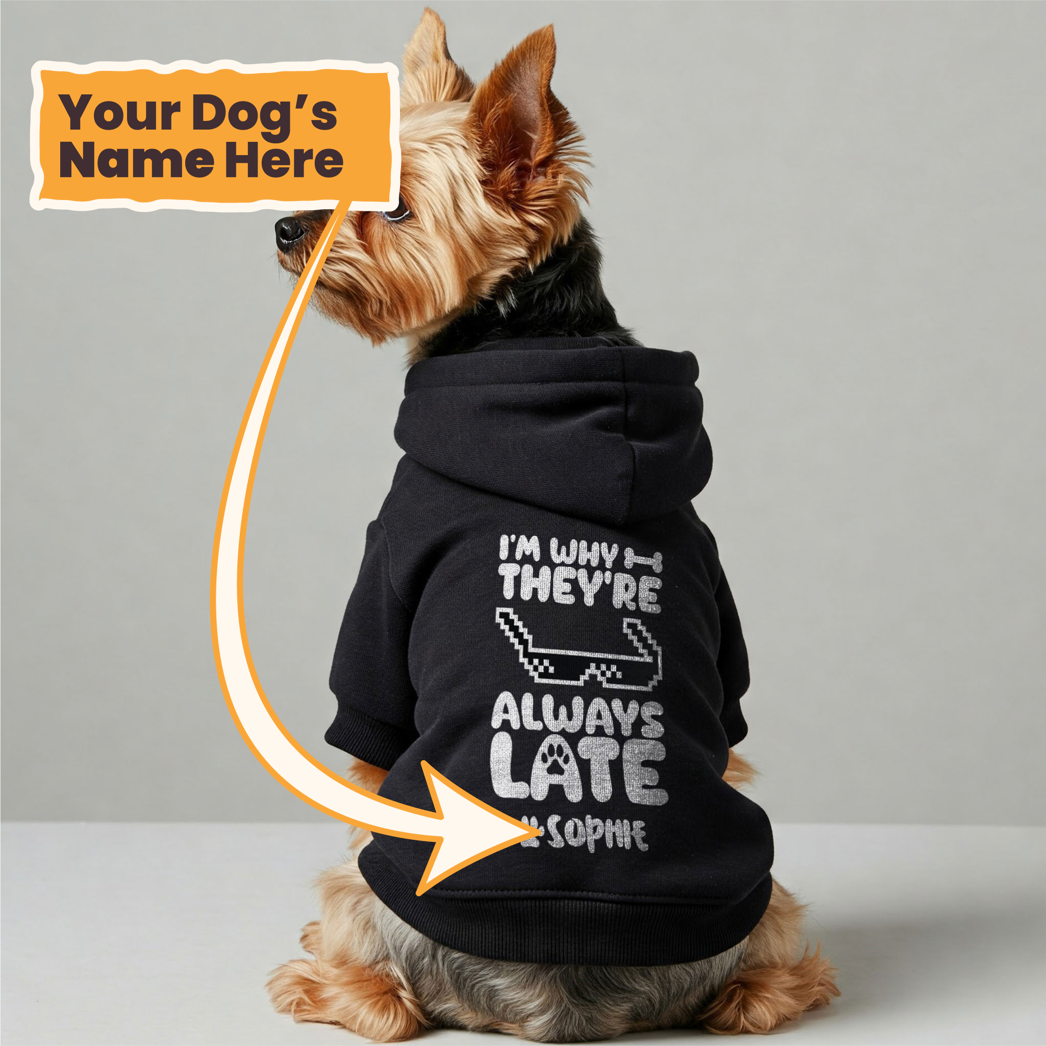 I’m Why They’re Always Late - personalized hoodie with your dog name – dog hoodie – dog clothes