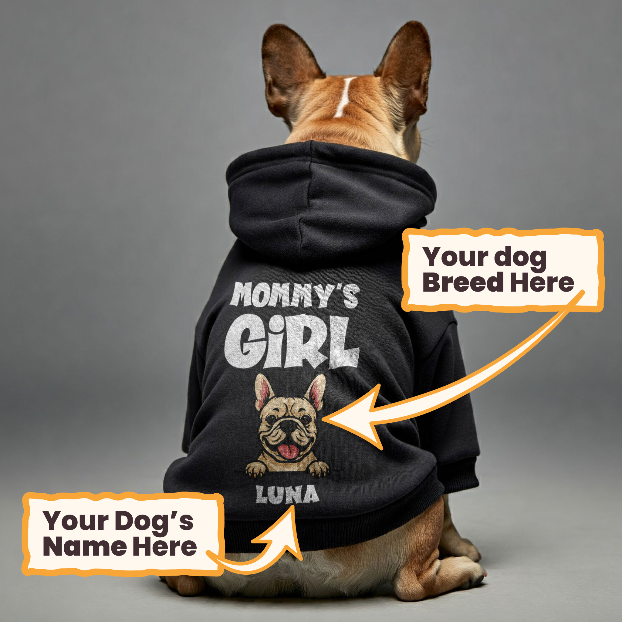 Mommy’s Girl - personalized hoodie with your dog’s name and breed, Mommy or Daddy, Boy or Girl – dog hoodie – dog clothes