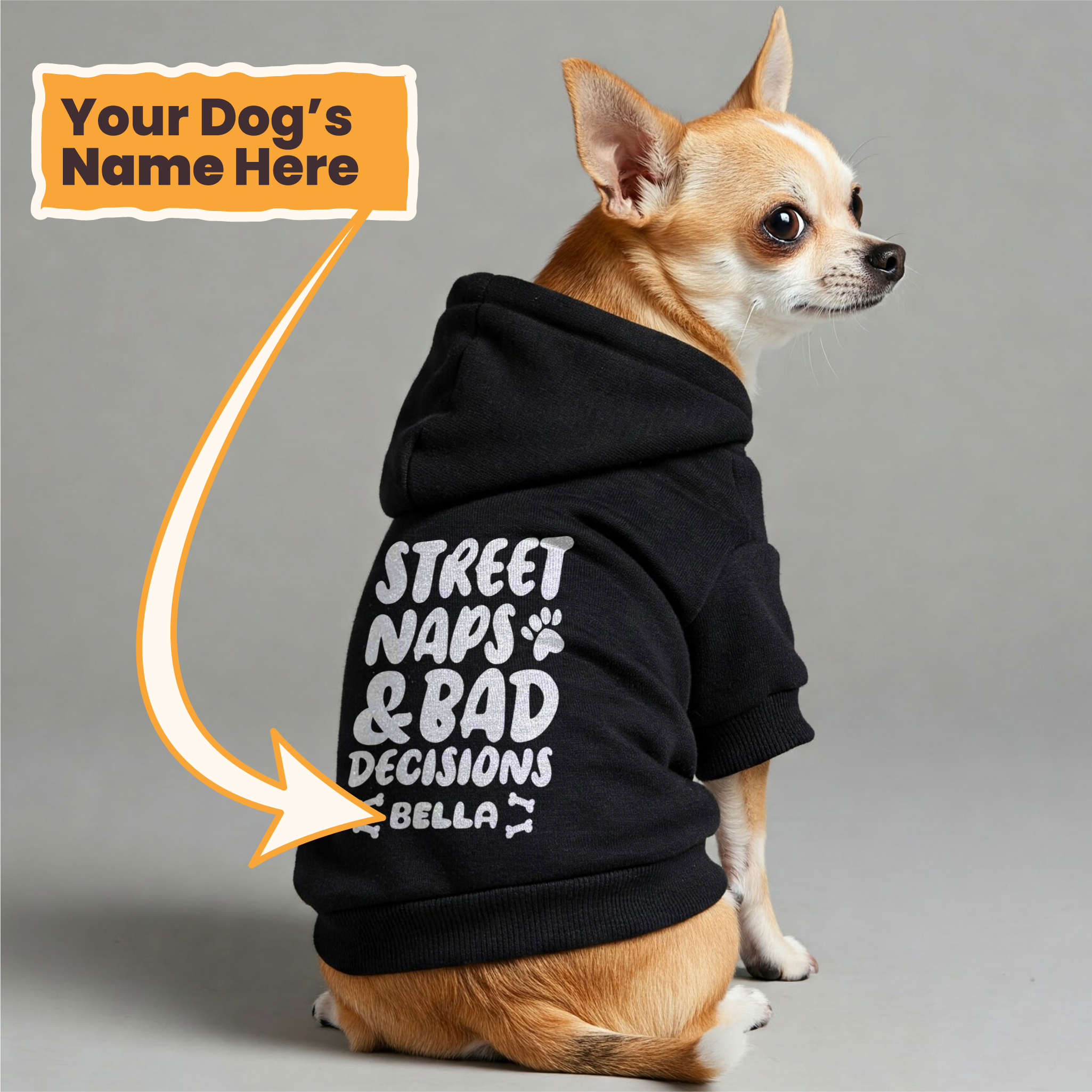 STREET NAPS & BAD DECISIONS - personalized hoodie with your dog name – dog hoodie – dog clothes