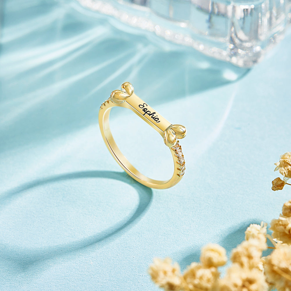 Personalized Dog Bone Name Ring