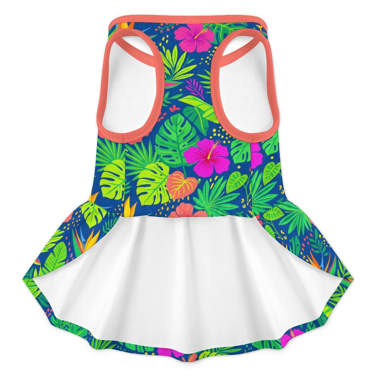 Tropical Palm Hibiscus Small Dog Ruffle Dog Dress