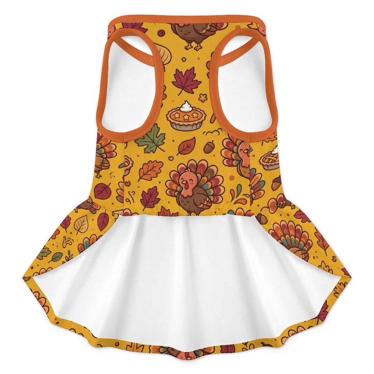 Thanksgiving Turkey Feast Large Dog Ruffle Dog Dress