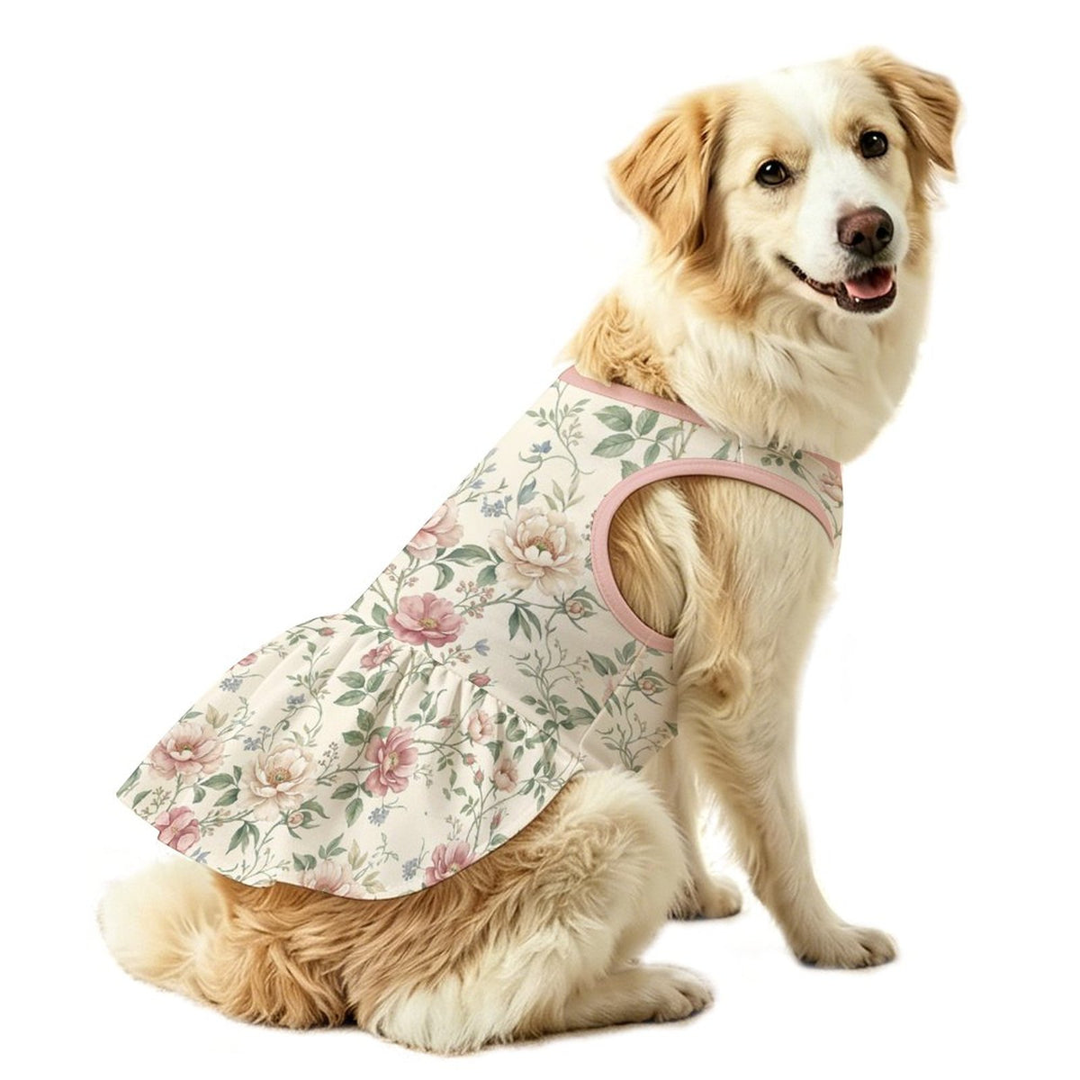 Vintage Rose Floral Large Dog Ruffle Dog Dress