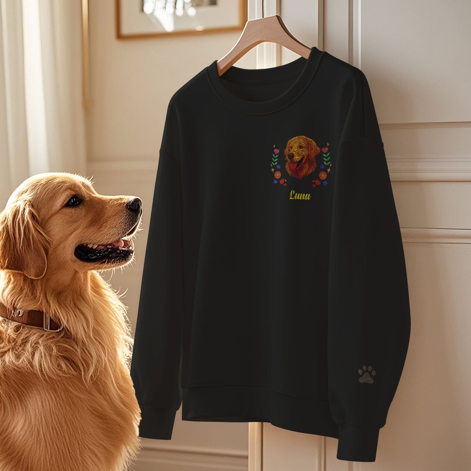 Custom Embroidered-Style Dog Sweatshirt