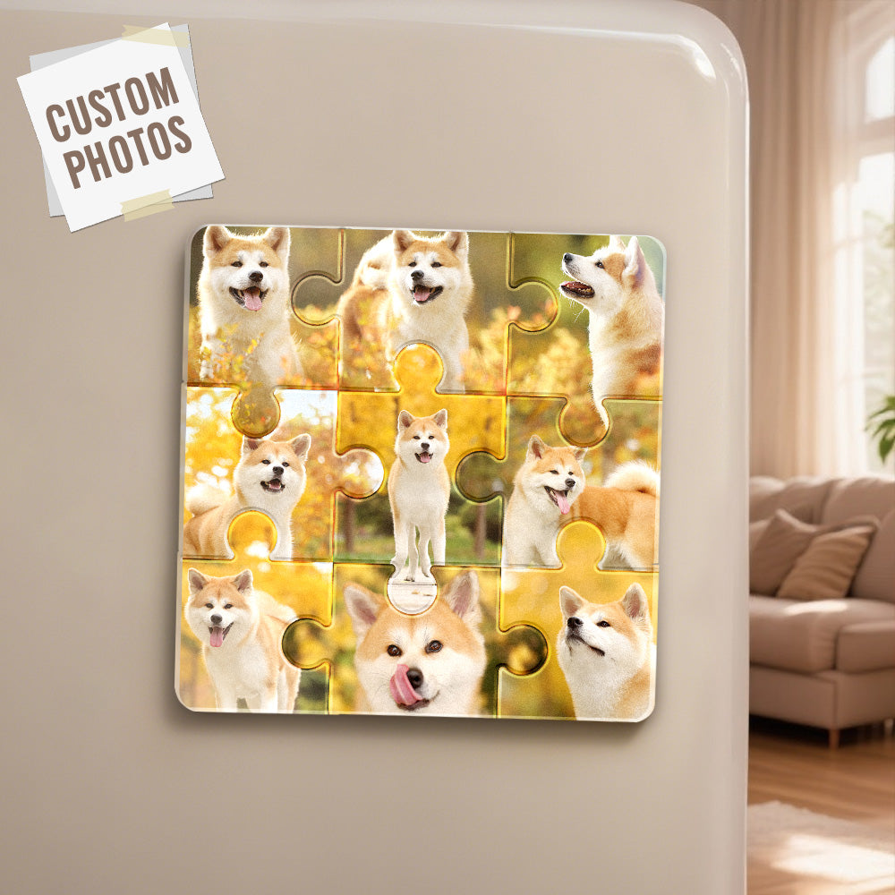 Custom Puzzle Fridge Magnet – Personalized Dog Lover Gift