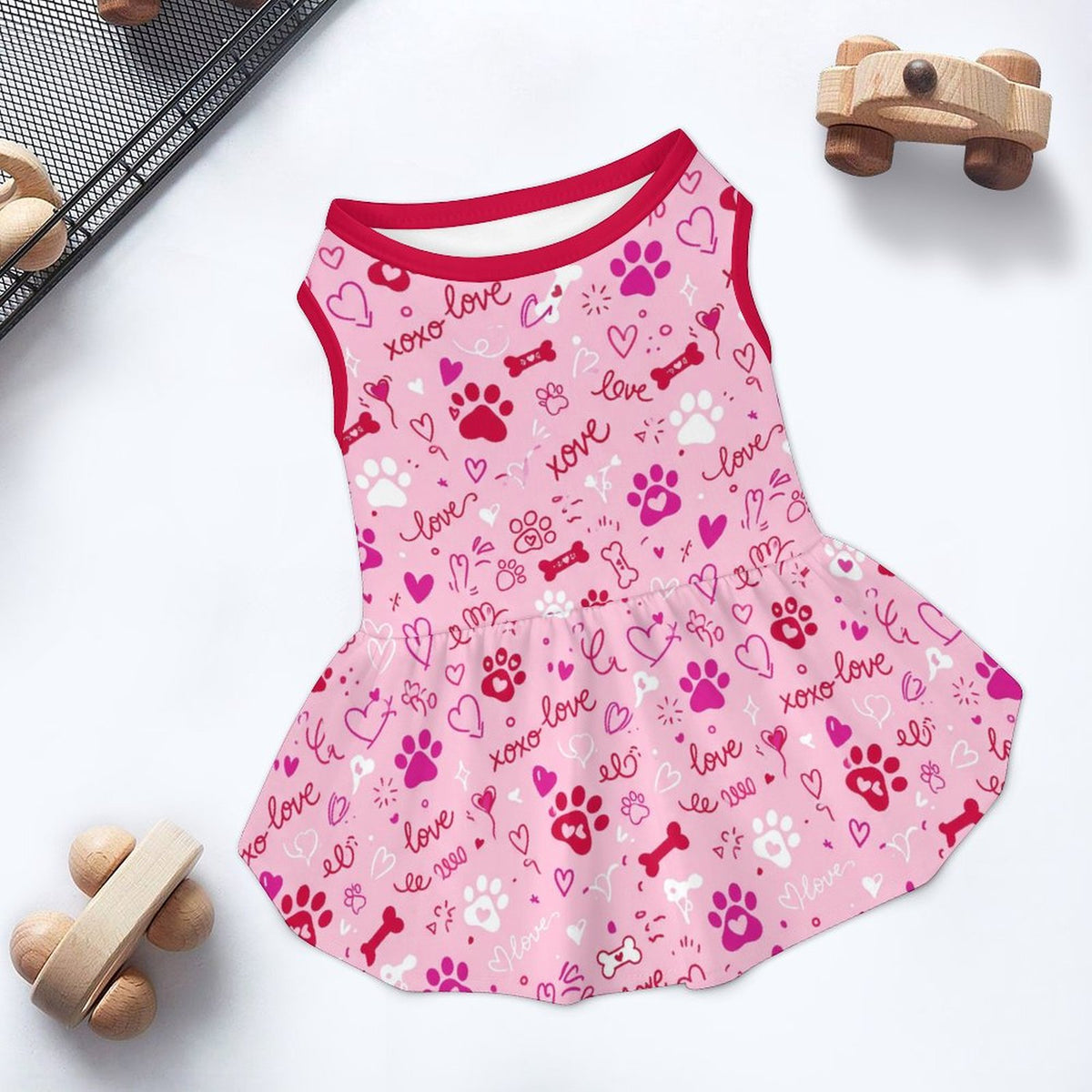 Puppy Love Paw Print Large Dog Ruffle Dog Dress