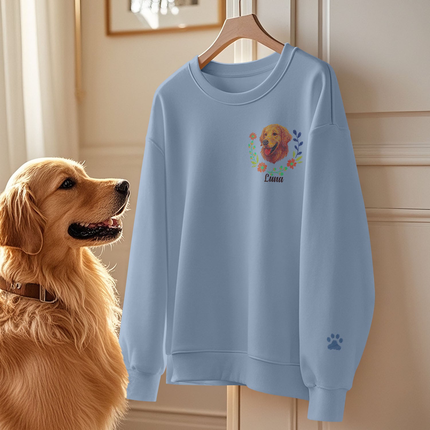 Custom Embroidered-Style Dog Sweatshirt