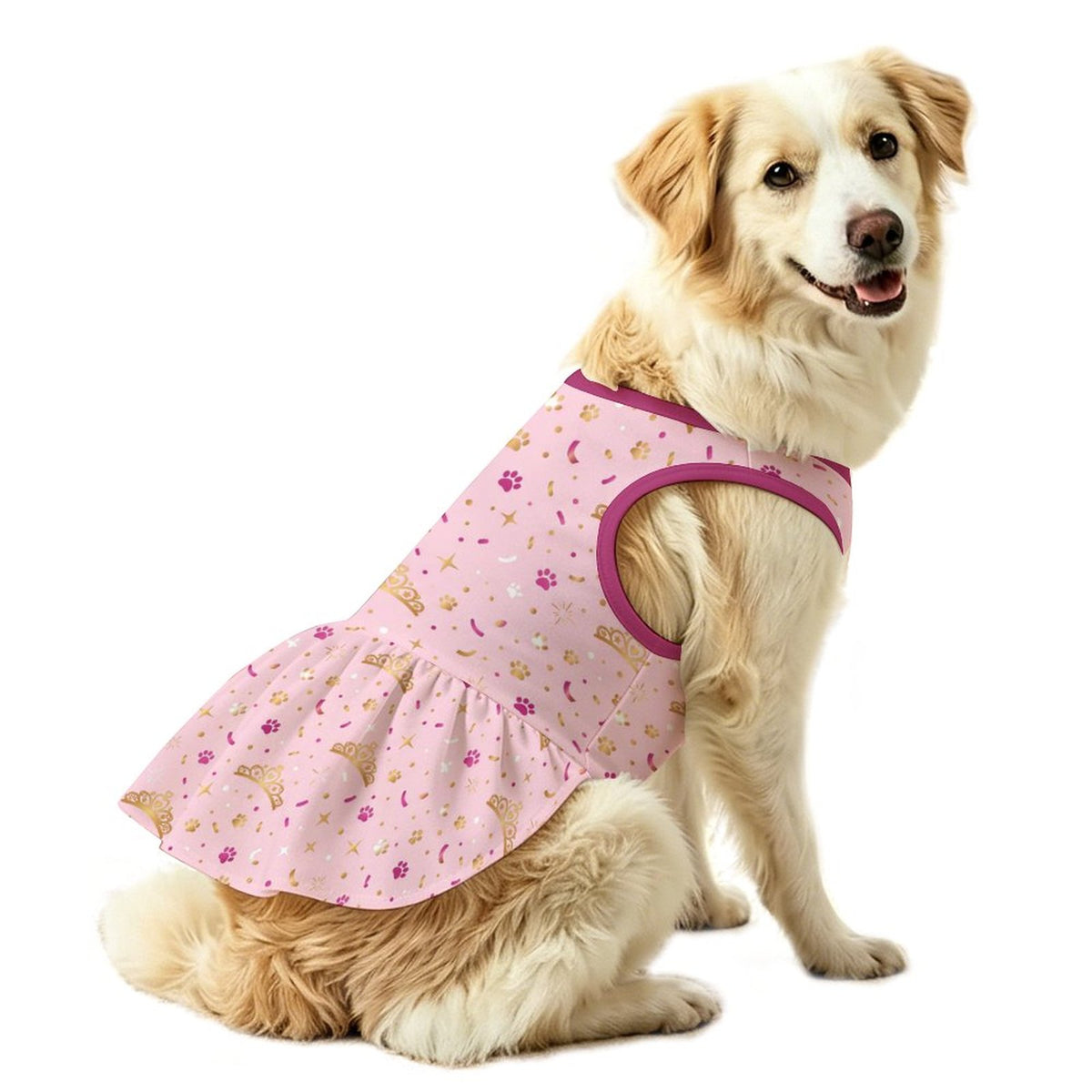 Princess Crown Paw Large Dog Ruffle Dog Dress